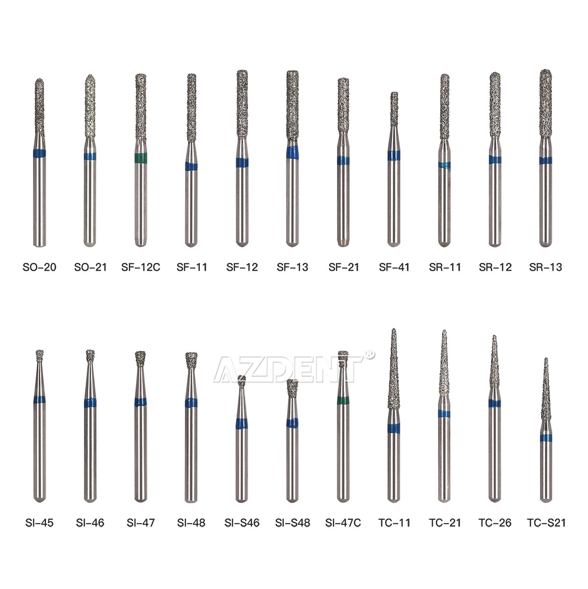 5pcs/Pack Dental DIA-BURS Air Turbine Cone Diamond Burs for High Speed Handpiece
