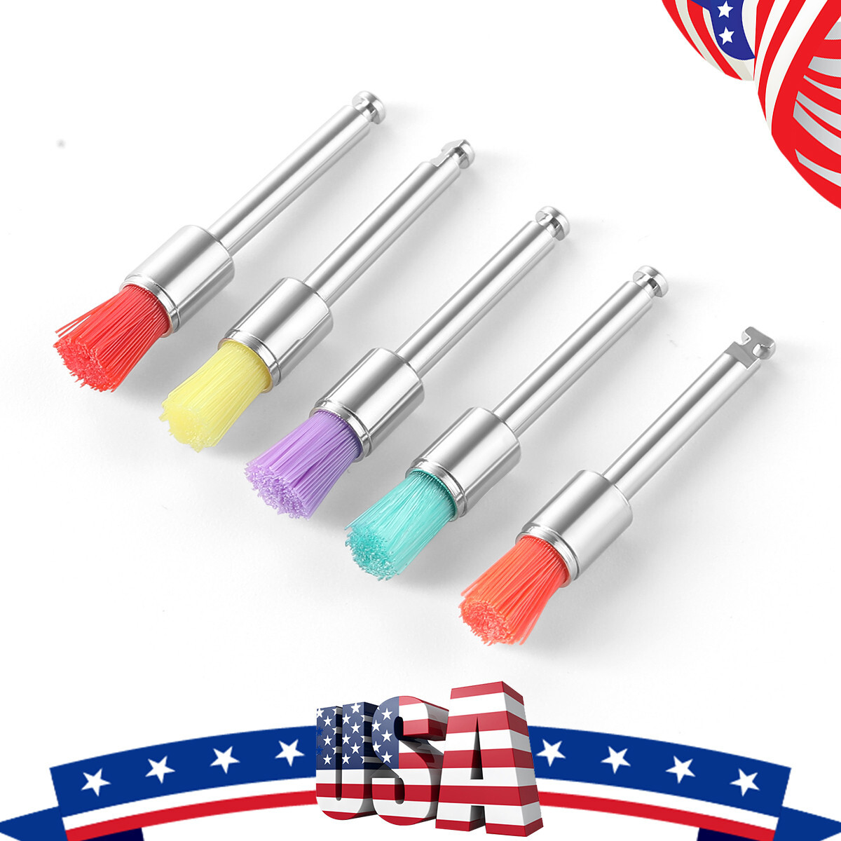 100Pcs/Box Dental Nylon Materials Closure Flat Polishing Prophylaxis Brushes