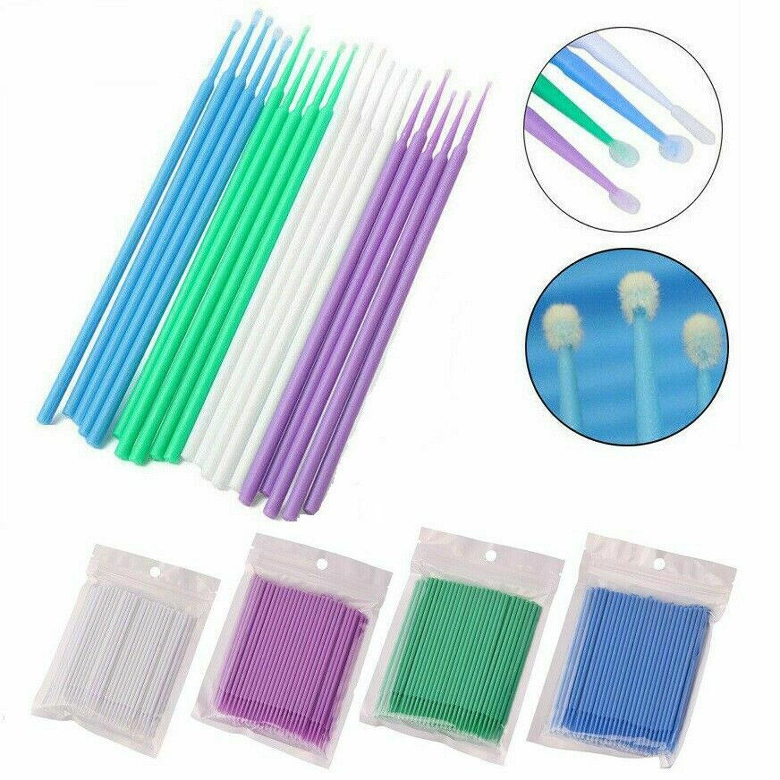 100×Dental Microbrush Disposable Bendable Applicators Tips Micro Brush Cleaning