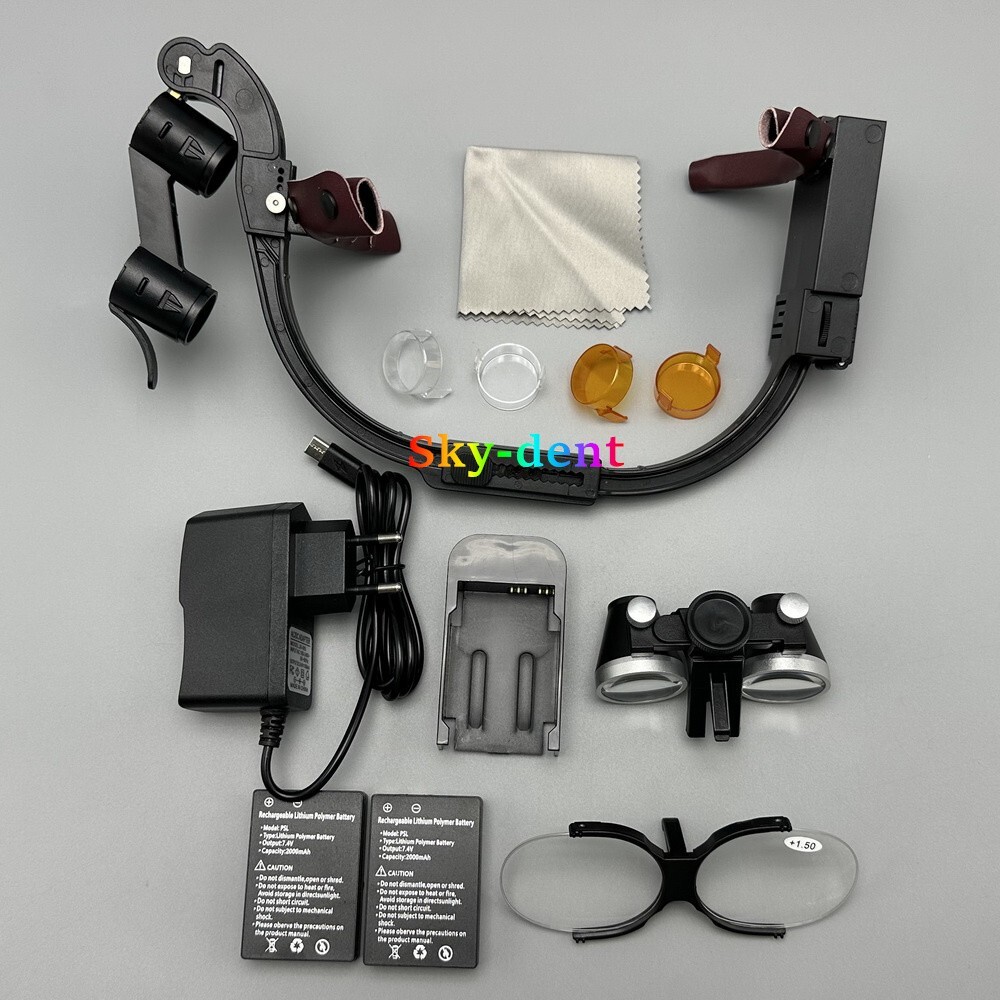 Dental Surgical Headlight 3.5X Magnification Binocular Loupes 5W LED US/EU Plug