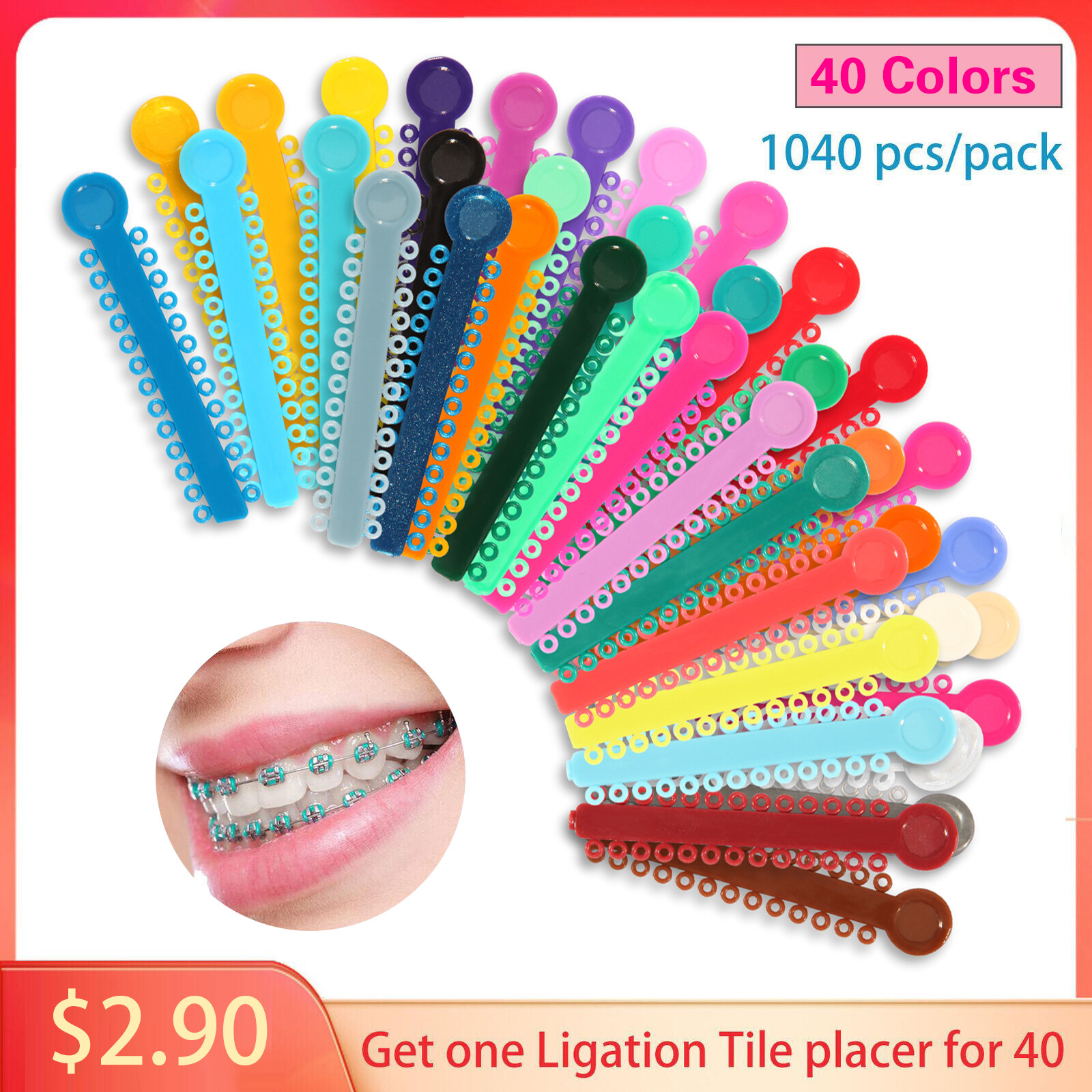 Dental Orthodontic Ligature Tie Bands Elastic Braces /Wax 10 Scents Brackets Gum