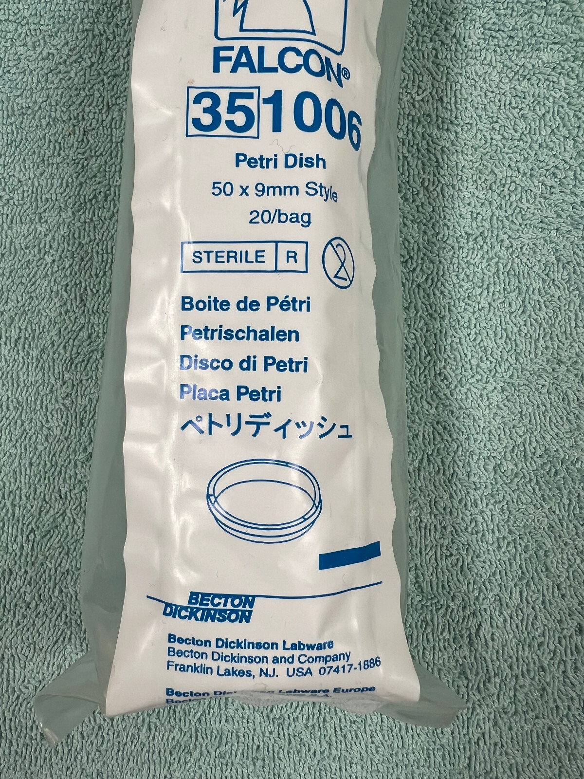 Falcon 351006 Petri Dish 50 x 9mm 20/bag Sterile Becton Dickinson Labware USA