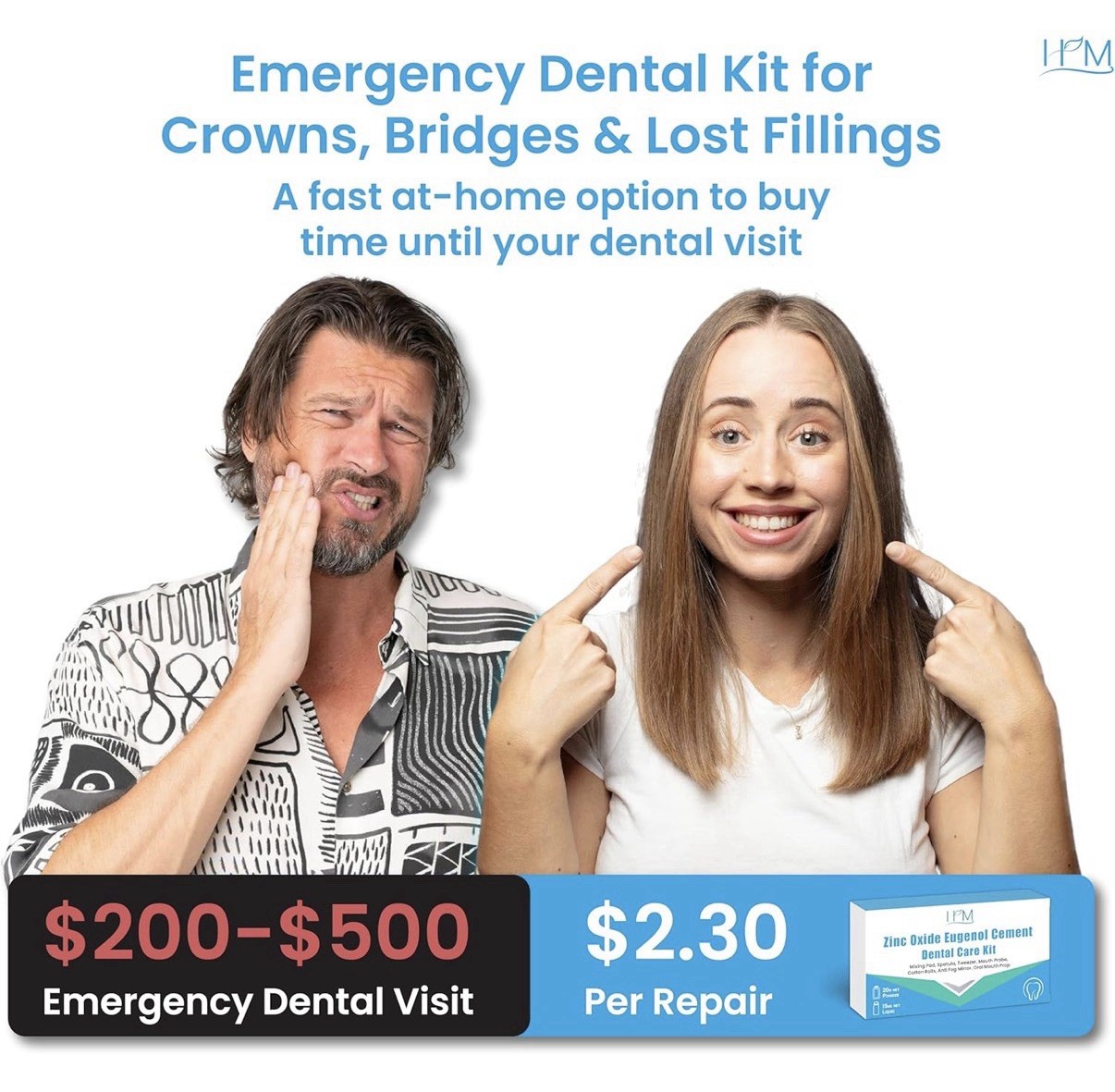 Zinc Oxide Eugenol Dental Cement Kit – Instant Tooth Repair, Cap & Crown Filling
