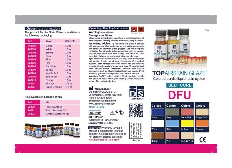 Dental Acrylic Stain -TOP AIRSTAIN GLAZE Acrylic and Composite Restorations 10ml