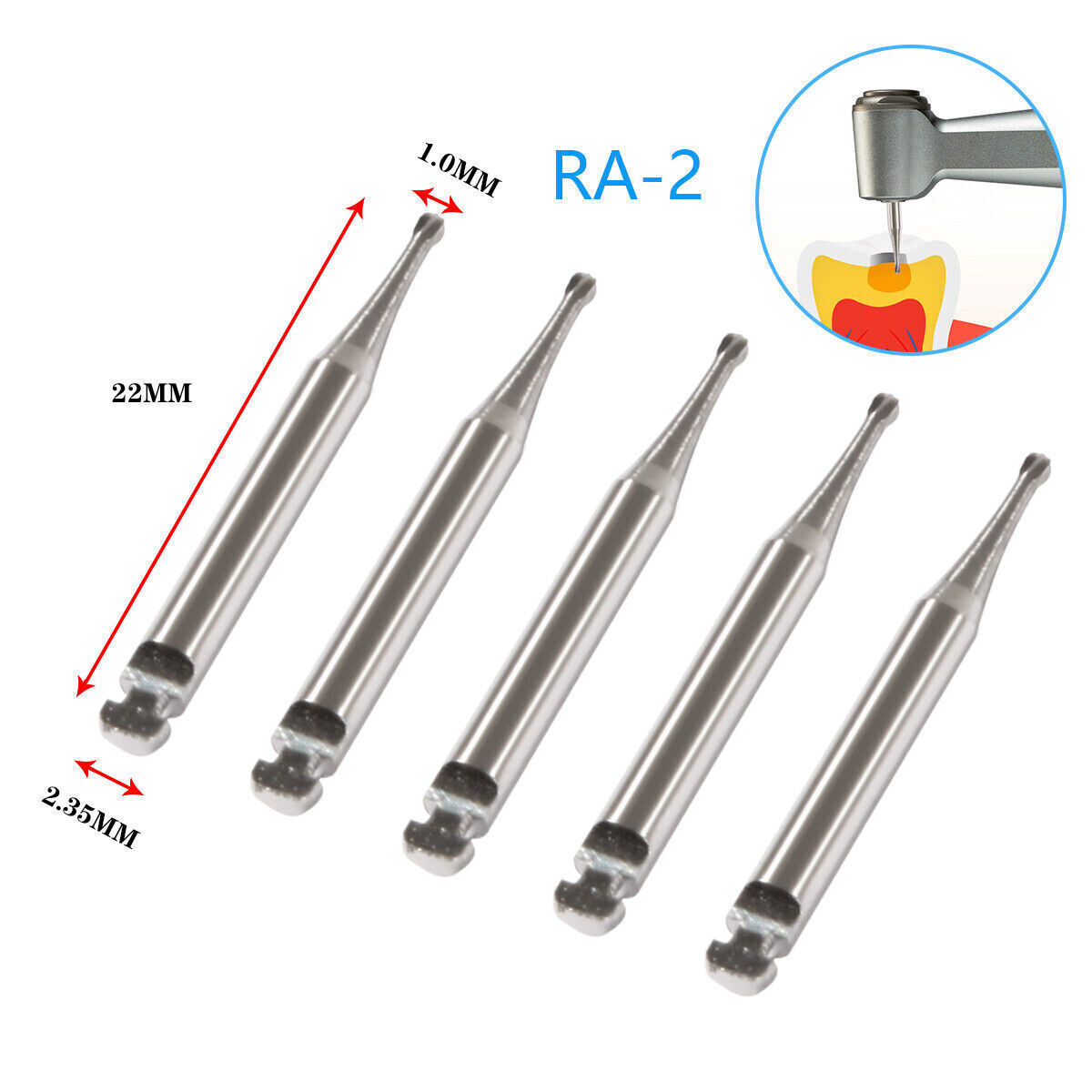 5Pcs Dental Carbide Bur Round f/ Slow Speed Latch Type RA#1-#8 Burs Contra Angle