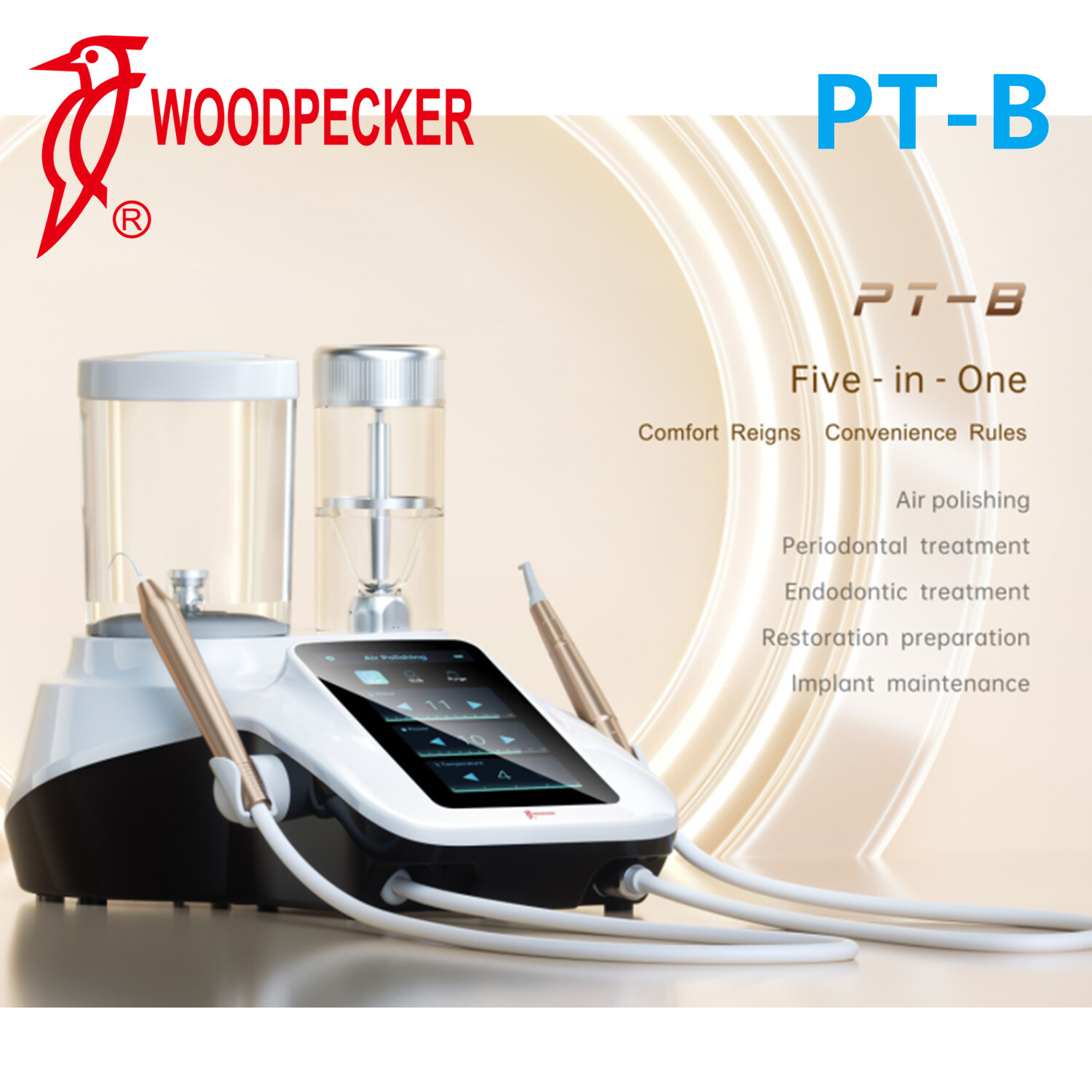 Woodpecker PT-B Dental Air Polisher & Ultrasonic Scaler w/ Wireless Foot Pedal