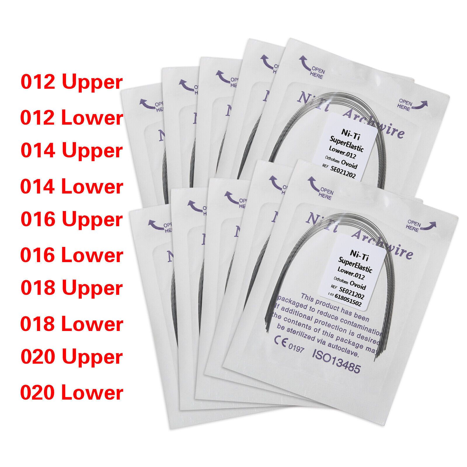 10 Pcs/Pack Dental Orthodontic Round Super Elastic NiTi Arch Wire Ovoid All Size