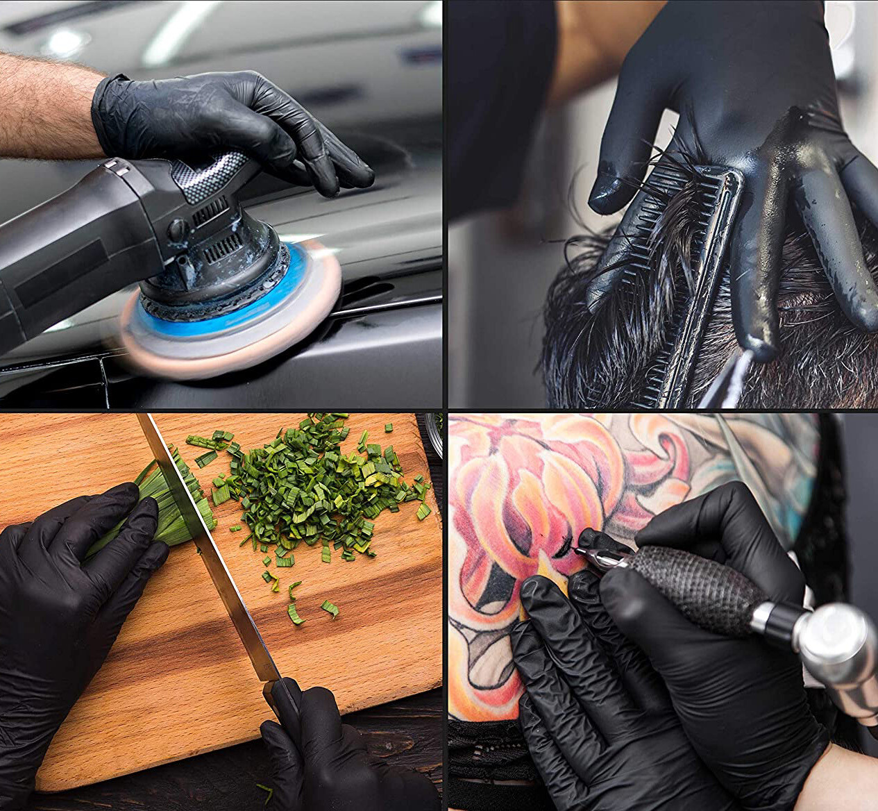 Disposable Nitrile Gloves Industrial / Medical Black Latex & Powder Free BluZen