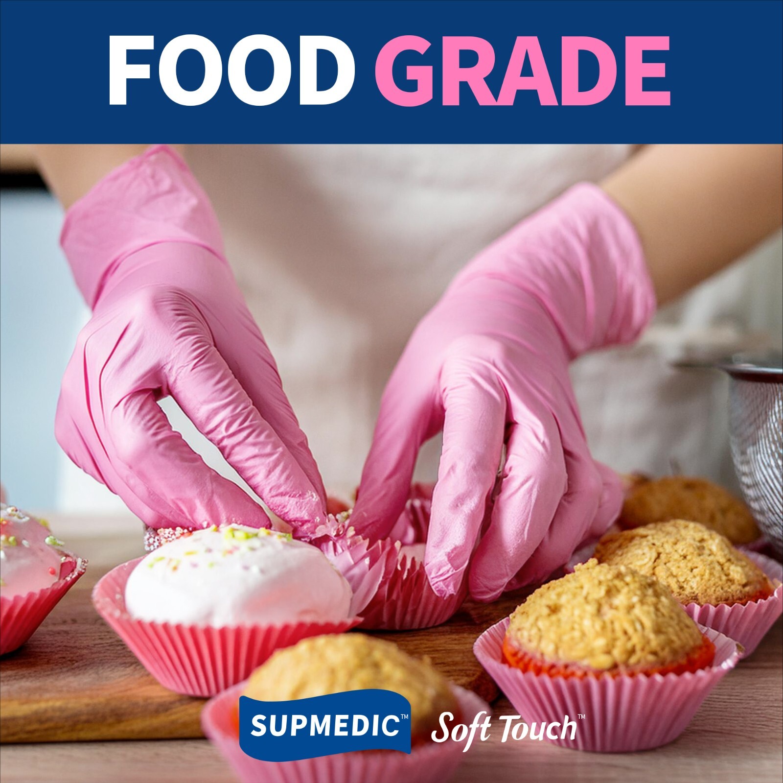 Disposable Nitrile Exam Gloves Powder-Free Food-Safe Cleaning Glove, Pink