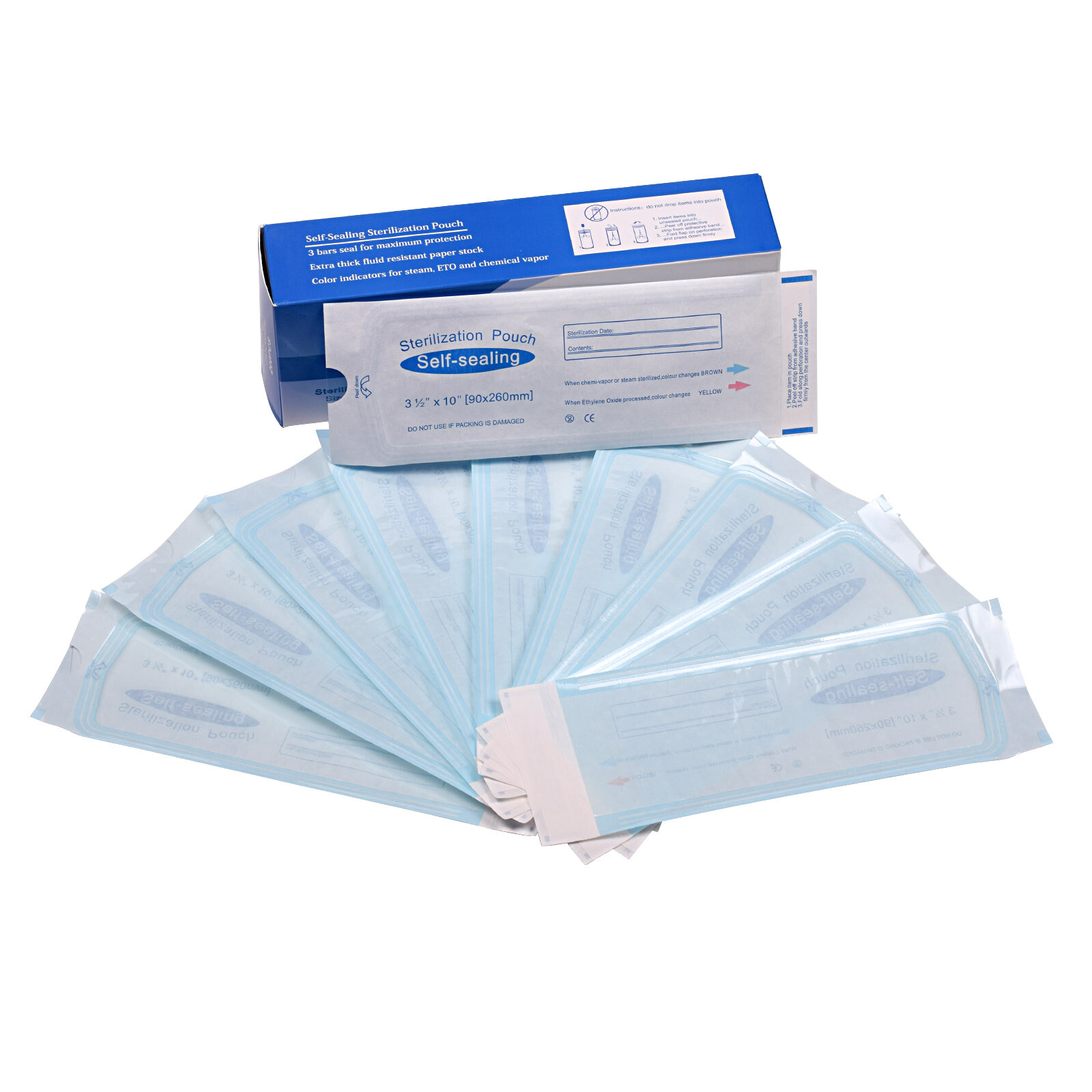 200pcs Dental Pouch Bags Self Sealing Sterilization For Dental Nail Tools (1bag)