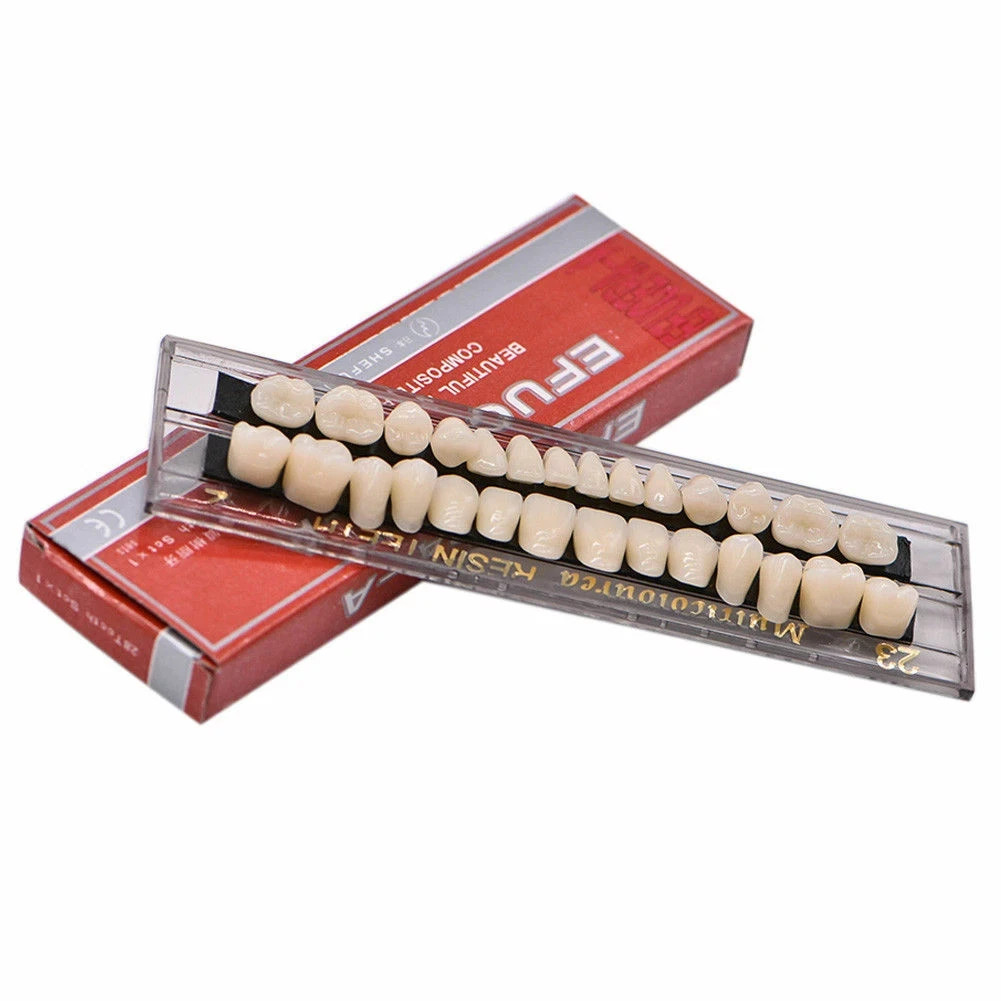 28 Pcs/Set Dental A2 A3 Acrylic Resin Denture Shade Full Set False Teeth #23