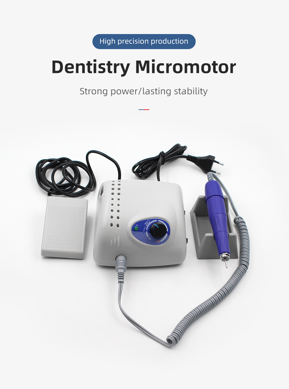 Dental Lab Electric Micromotor Polishing Unit + 35000Rpm Motor Handpiece Bur