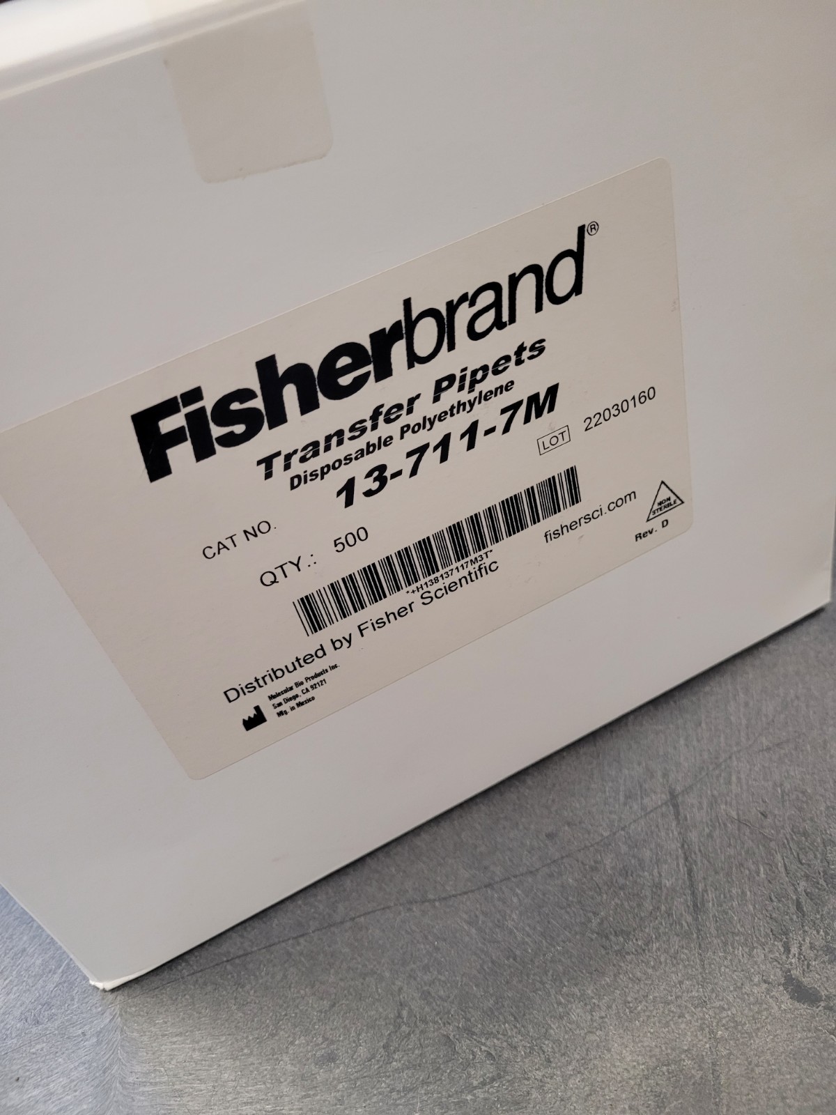 500 Sealed Case FISHERBRAND 7.7mL Disposable Transfer Pipettes 13-711-7M Pipets