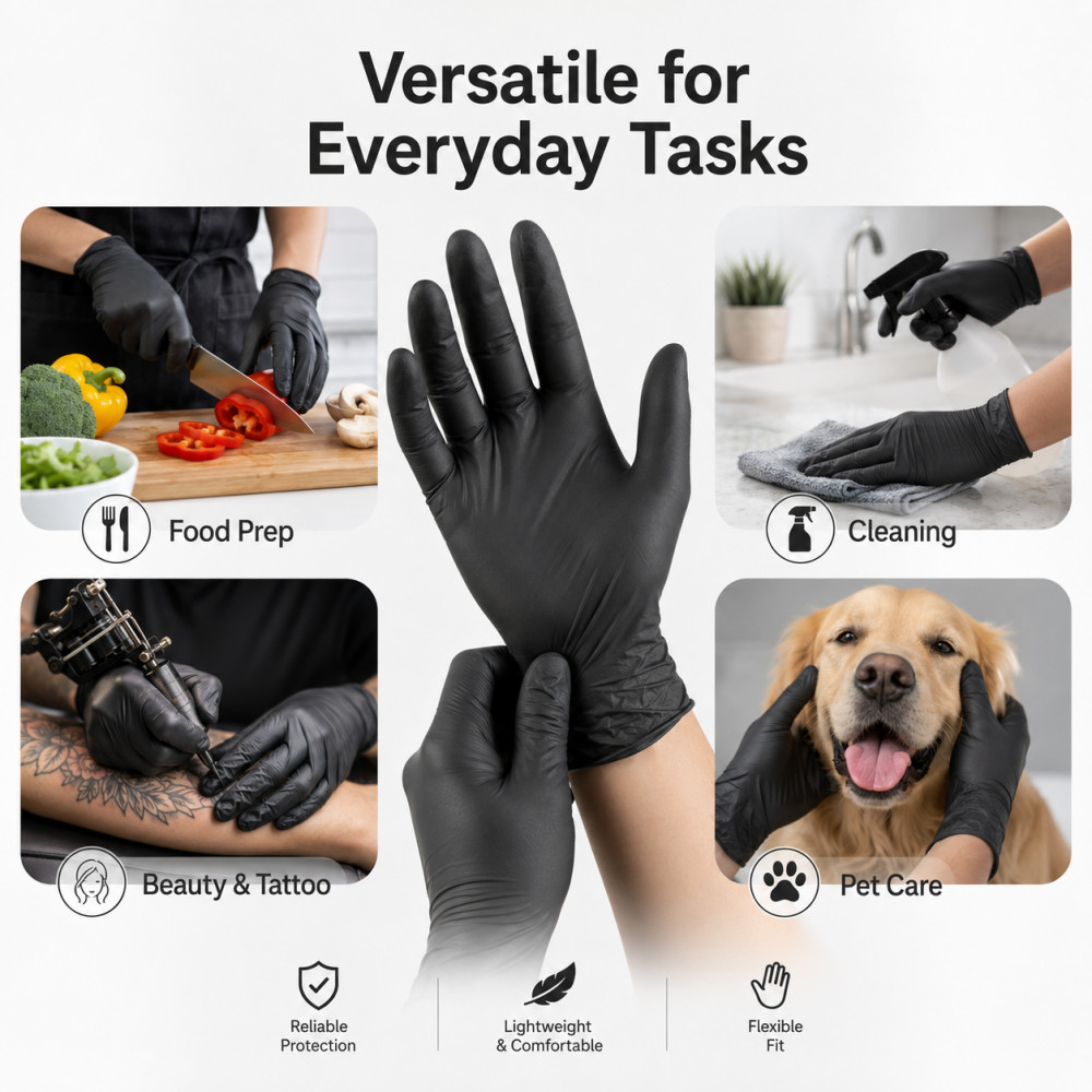 1000 Count Disposable Nitrile Gloves Powder Free Latex Free Cleaning Glove 5 mil