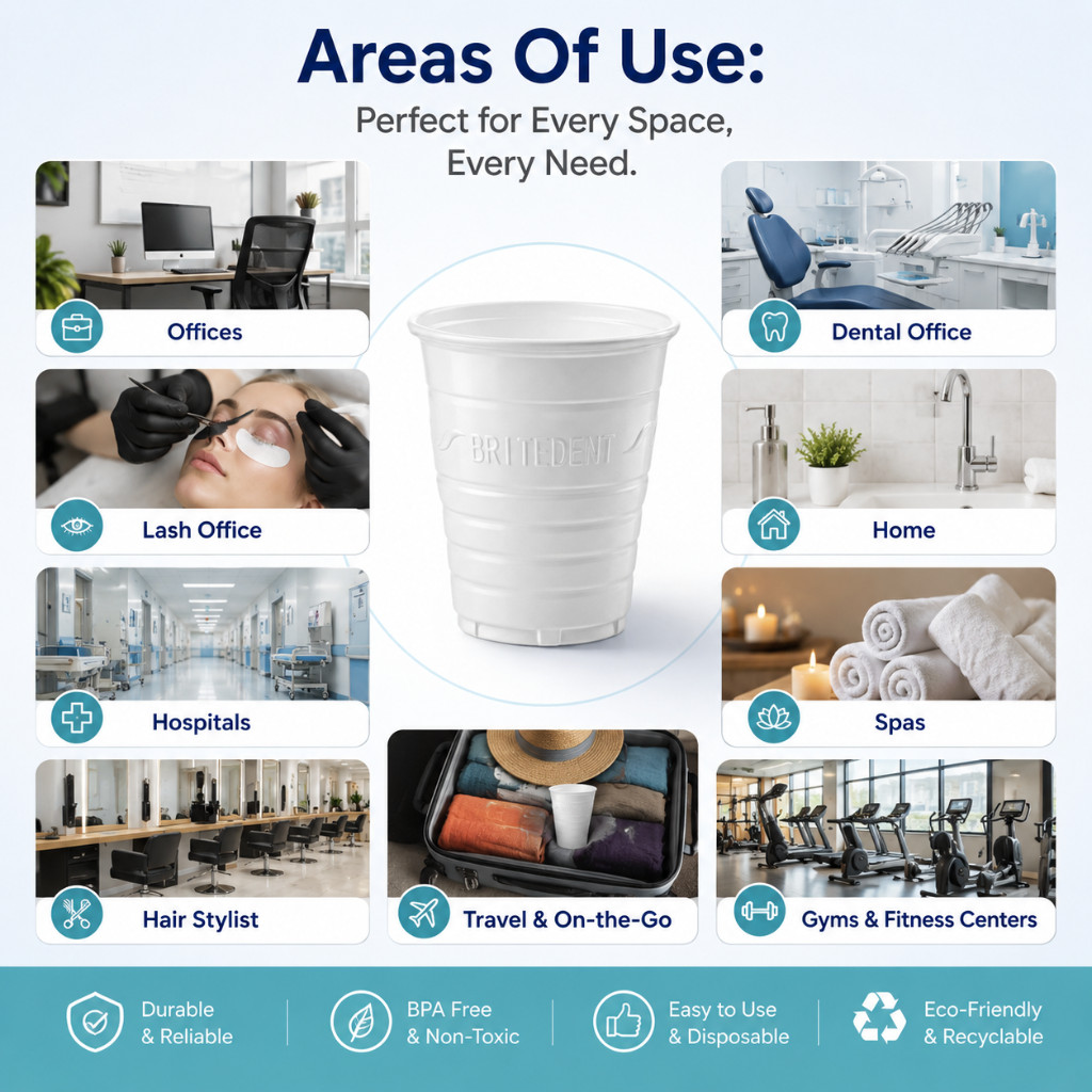 Disposable Plastic Dental Drinking Cups 1000/Cs 5 Oz BRITEDENT