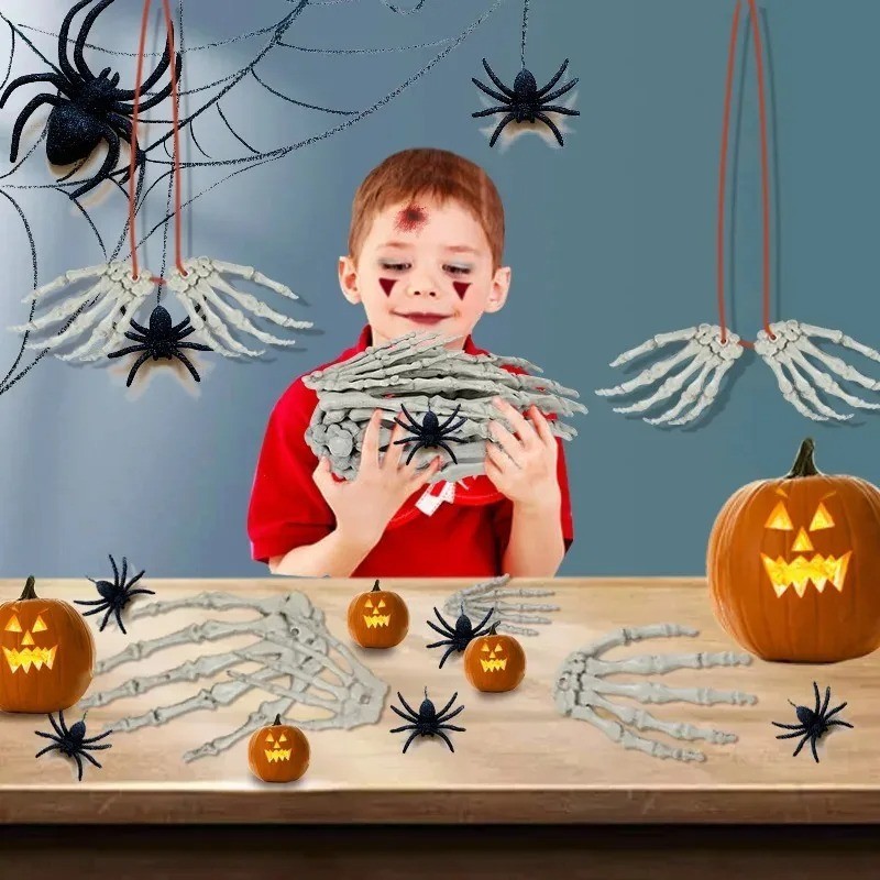 Halloween Skeleton Hand Scary Realistic Size Hand Bone Skull Decors Zombie Party