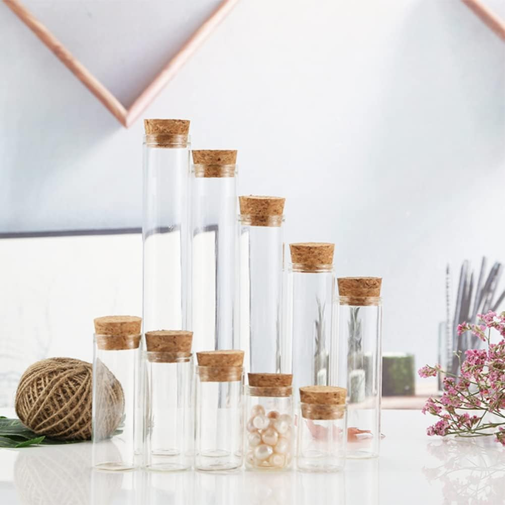 10PCS 60Ml/2Oz Empty Clear Borosilicate Glass Test Tubes Flat Test Tubes with Co