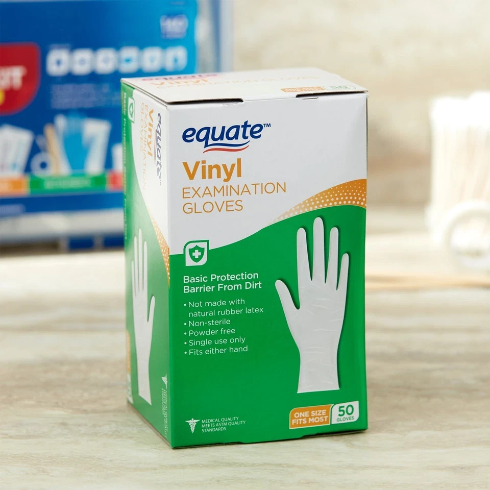 Equate Vinyl Examination Gloves, 50 Count