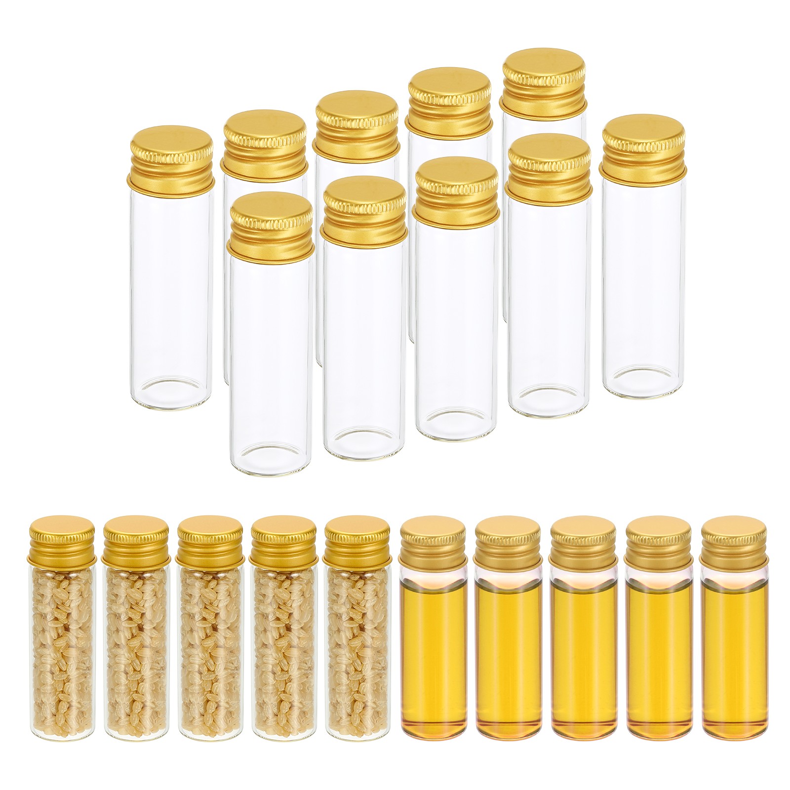 15ml Clear Glass Vials 20 Pack Small Liquid Sample Vial with Screw Caps, Golden