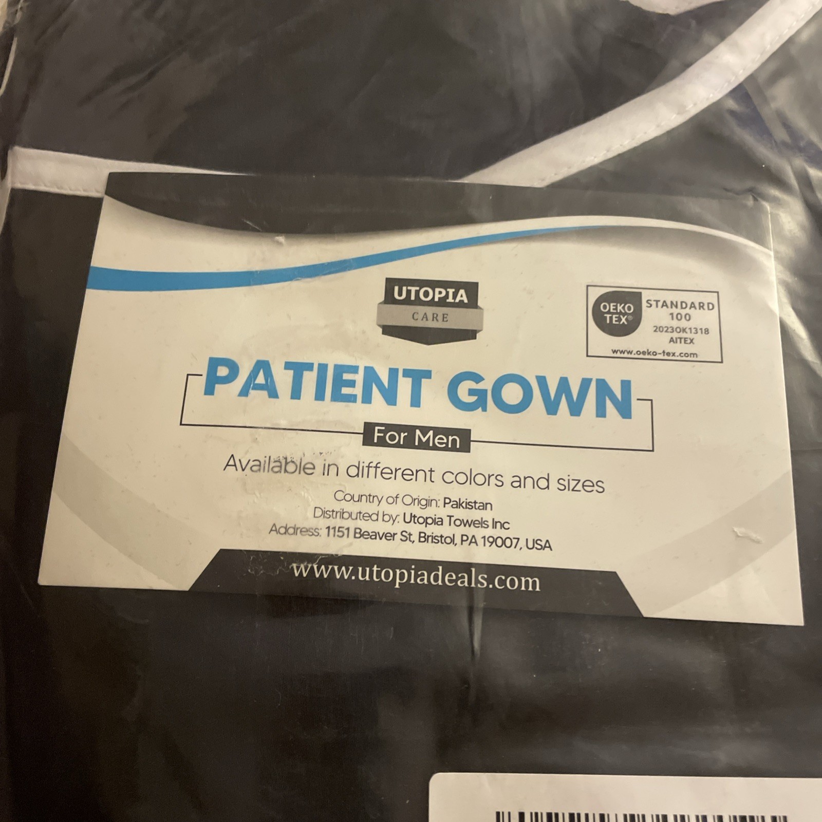 Utopia Care Patient Gown for Men Size fits (XL/3XL, Black) New