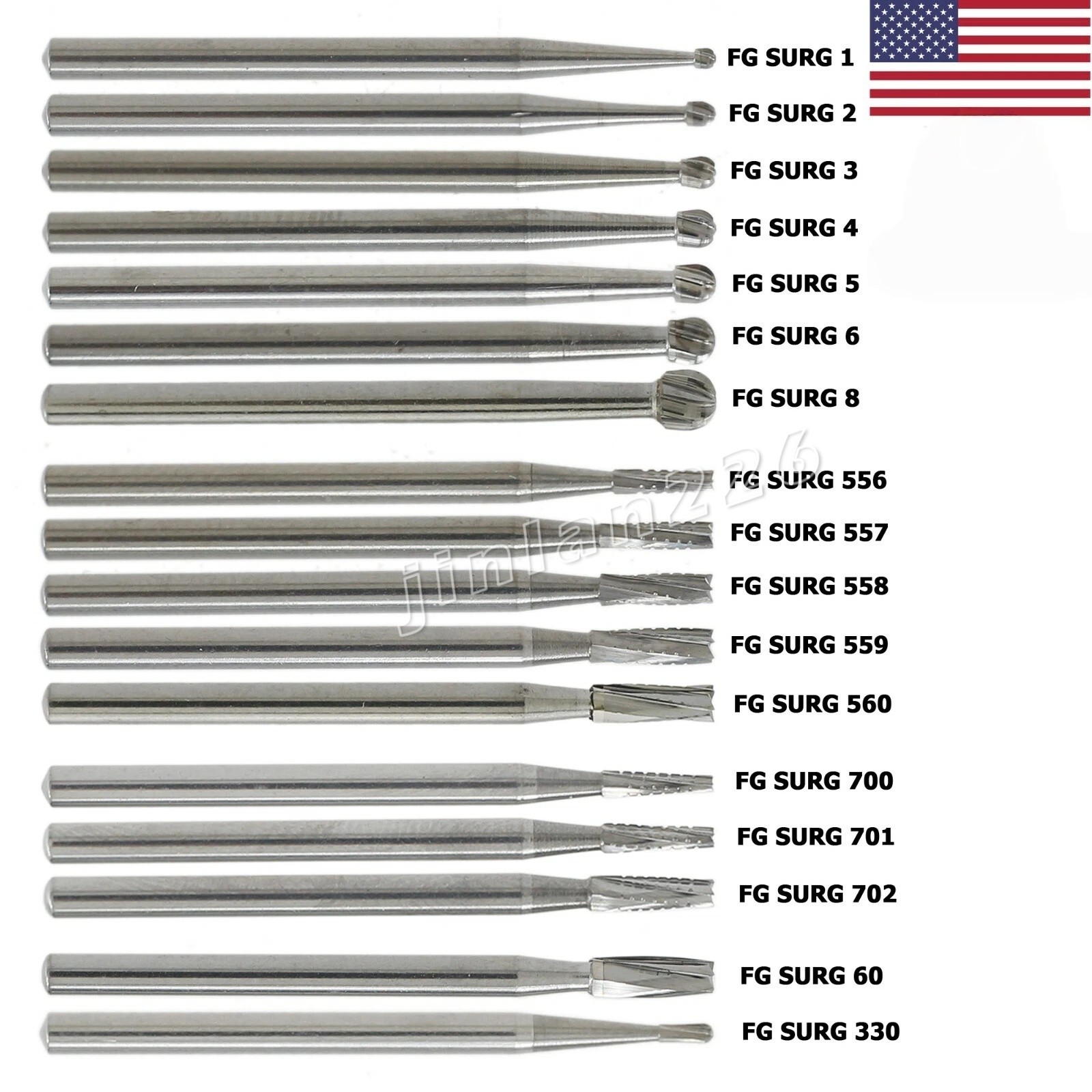 Dental Carbide Burs High Speed FG Taper Fissure 5pcs/pk