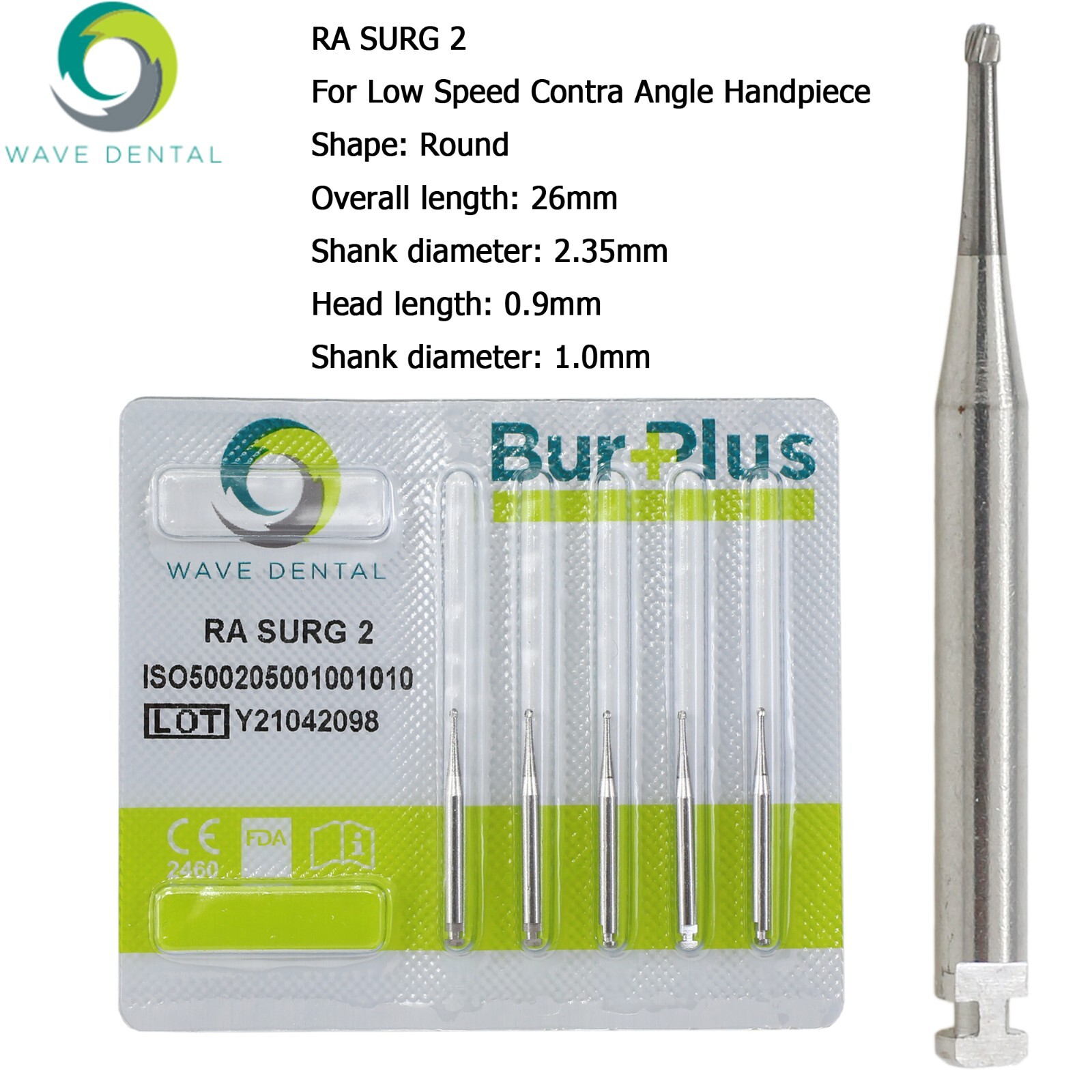 Wave Dental Carbide Round RA Burs Latch Surgical Length Bur RA SURG Contra Angle