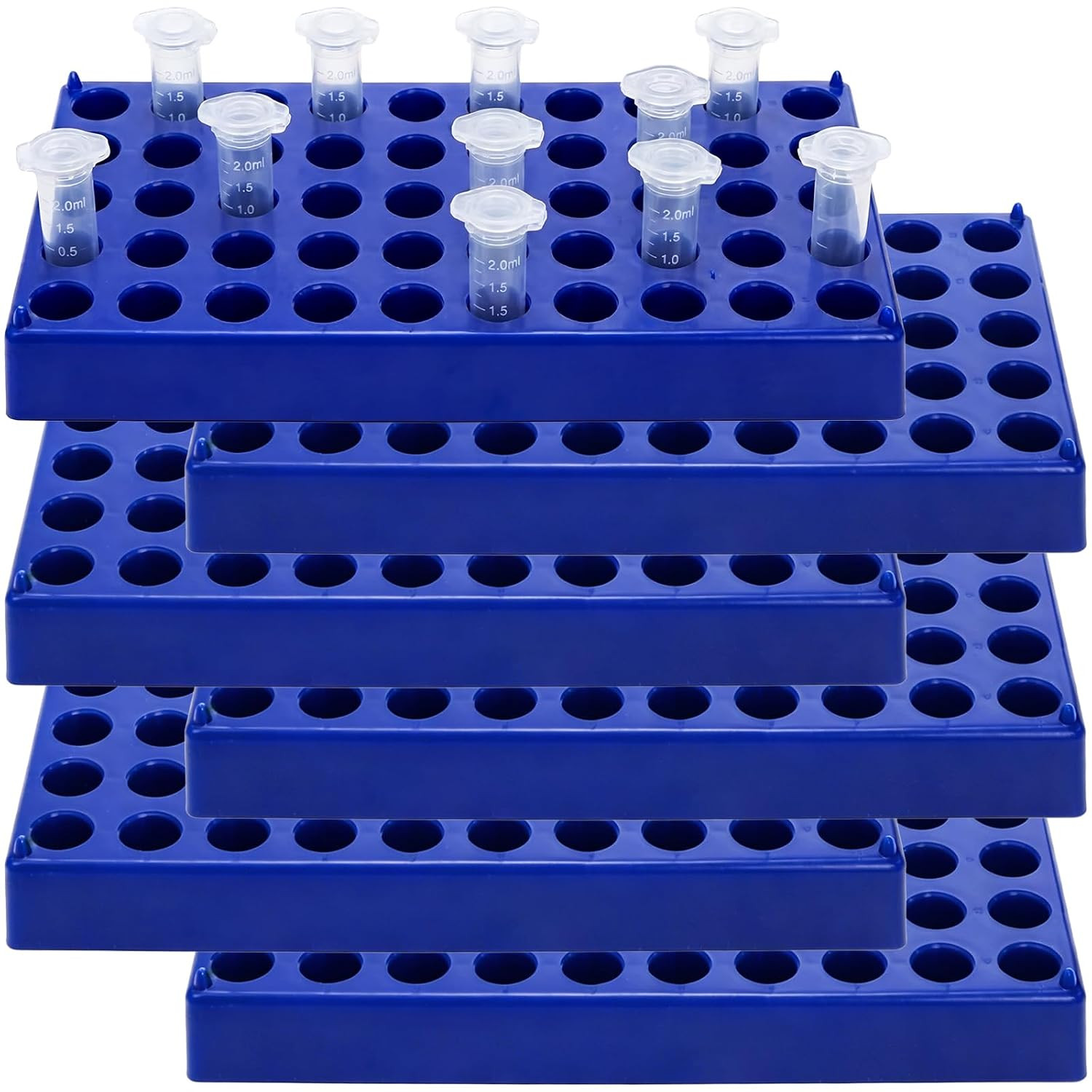 6 Pack 50 Hole Vial Rack 13mm Tube Holder for 2mL HPLC Sample Bottles Blue