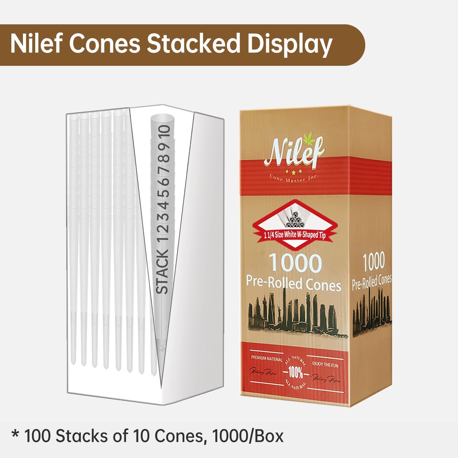 Nilef Pre Rolled Cones | 1 1/4 Size 84/26mm | 1000 1 – 84mm, White