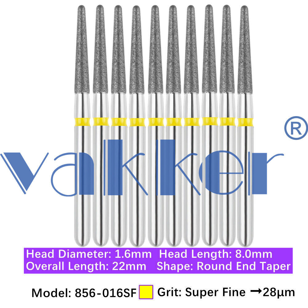 Vakker Dental Round End Taper FG Diamond Bur 856-016SF Super Fine 10/pk