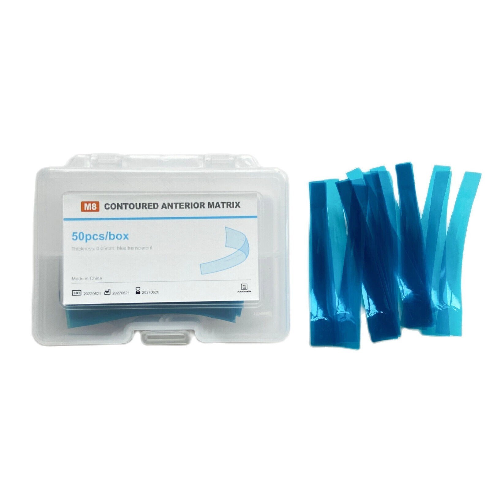 50 Pcs Dental Resin Matrices 0.05mm Matrix Bands Blue Strip Anterior Restoration