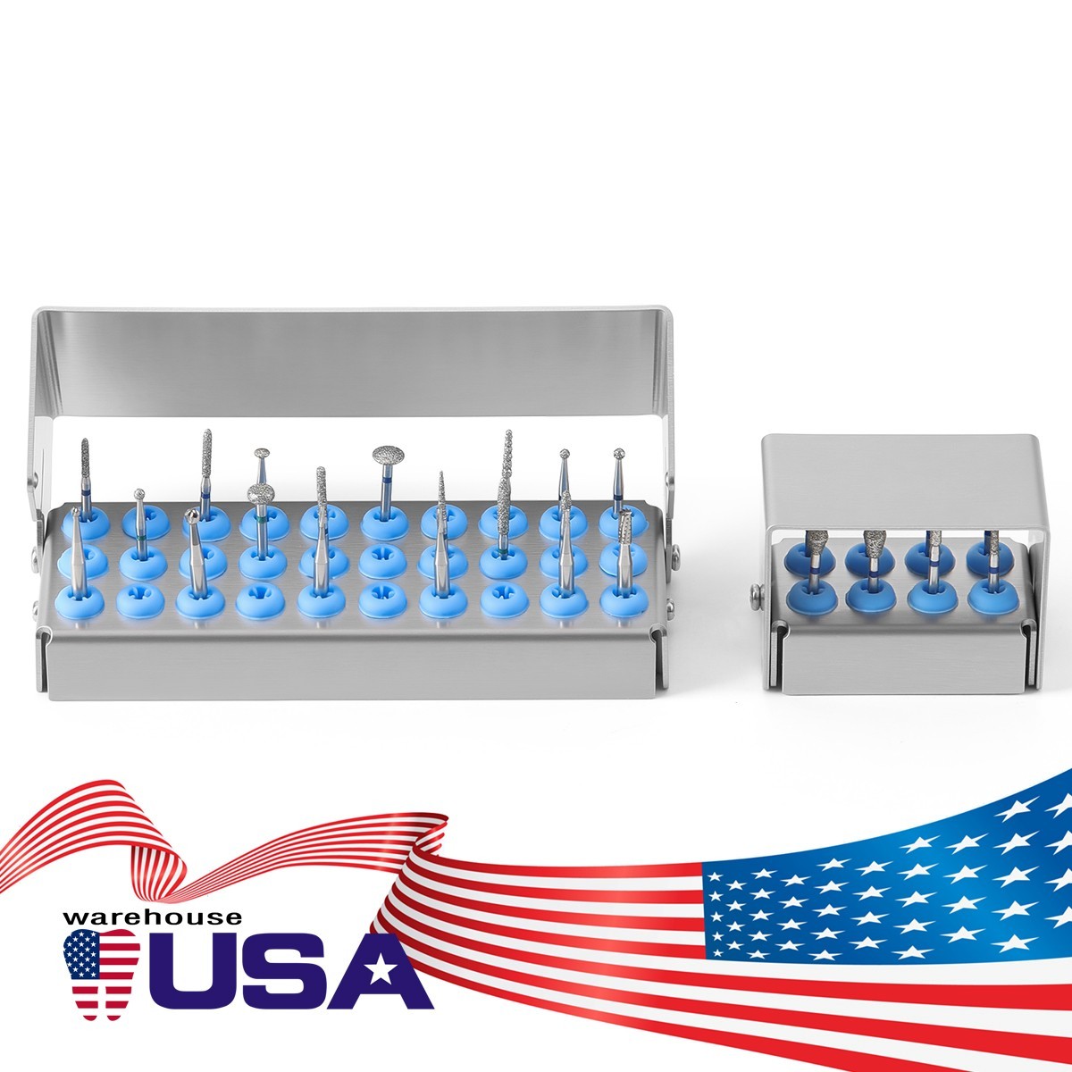 8/30Holes Bur Dental Burs Disinfection Autoclave Stand Holder Block Case Steel