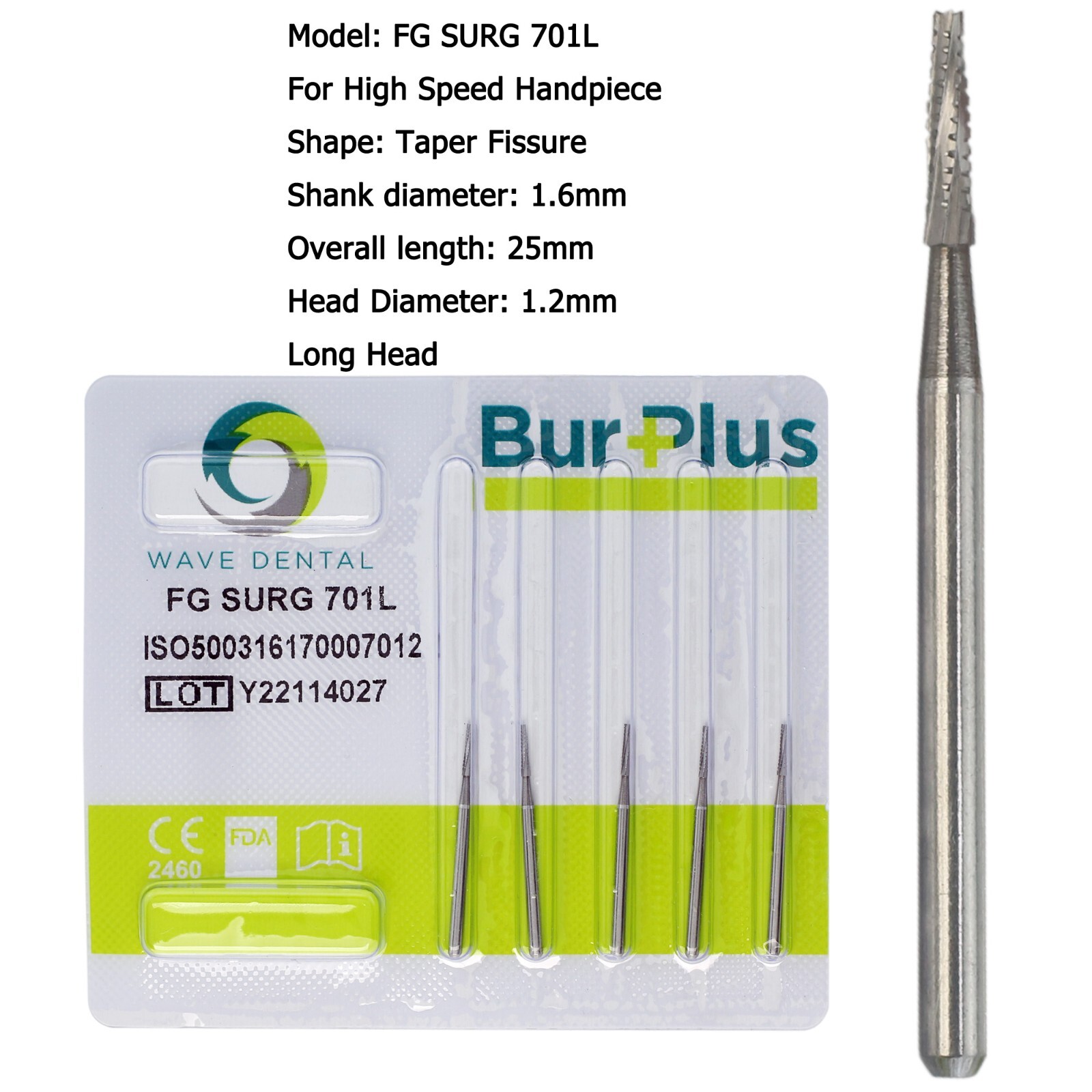 Wave Dental Carbide Surgical Burs FG SURG 2 4 557 557L 702 Long Shank High Speed