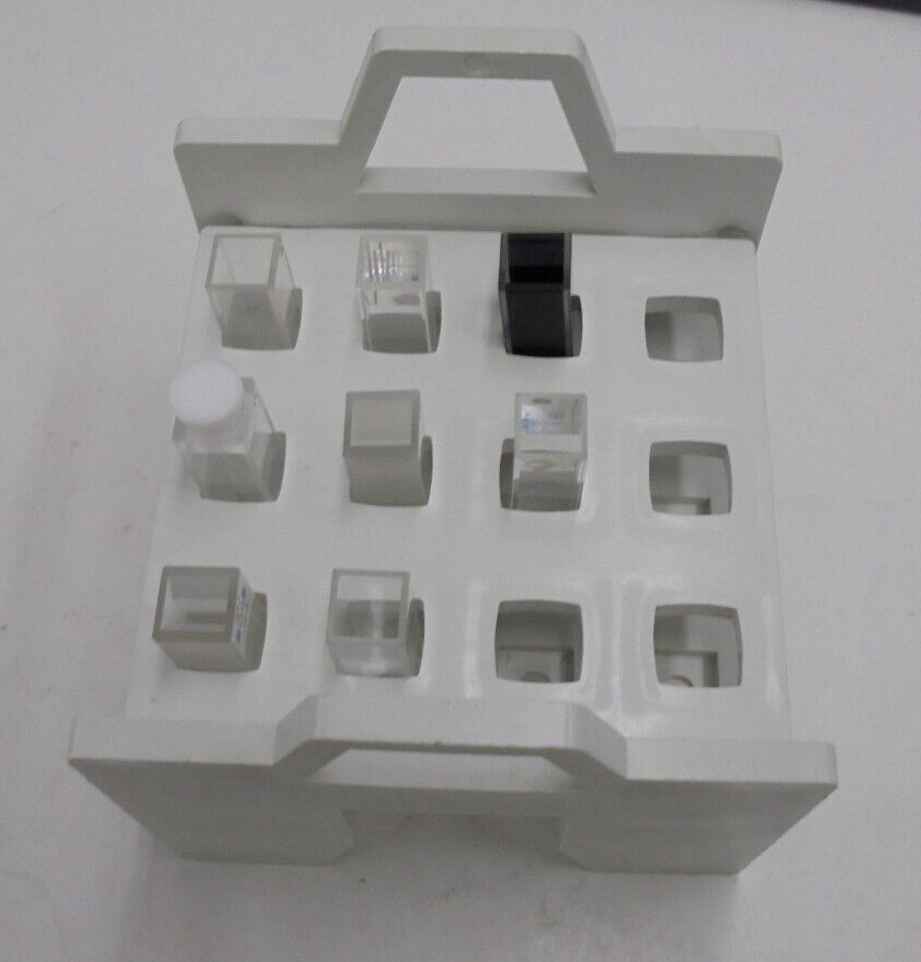 Bel-Art 12 Place 2 Tier Stack Rack Cuvette Rack with Lot of 8 assorted cuvettes