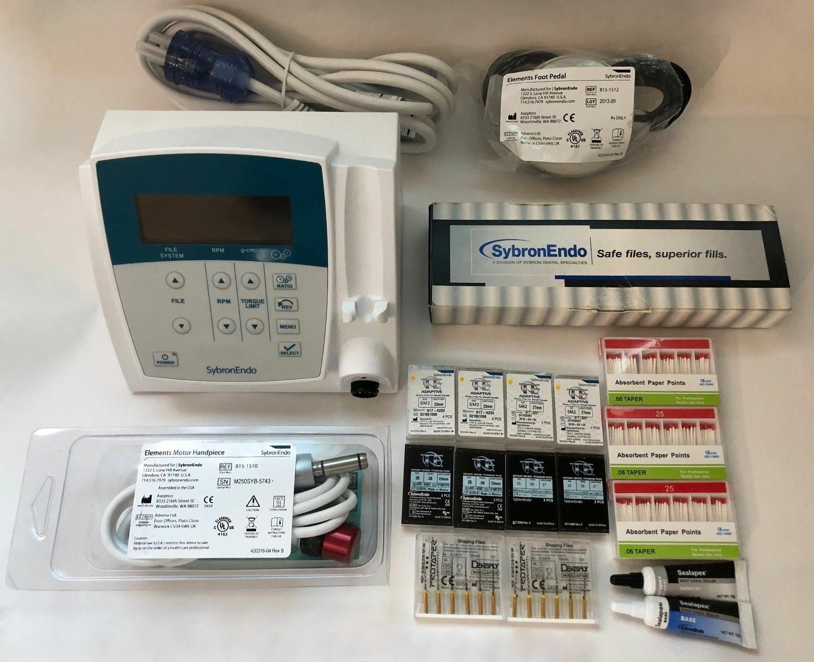 Sybron Endo Elements motor 1y Warranty, Hand piece & Reciprocating TF Files