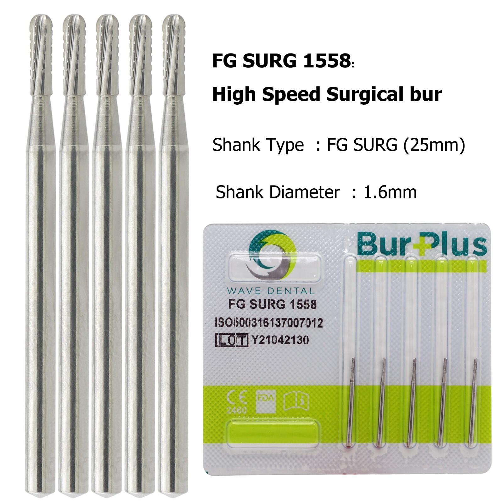 Wave Dental Surgical Burs Midwest FGOS 1557 1558 25mm Carbide For High Speed