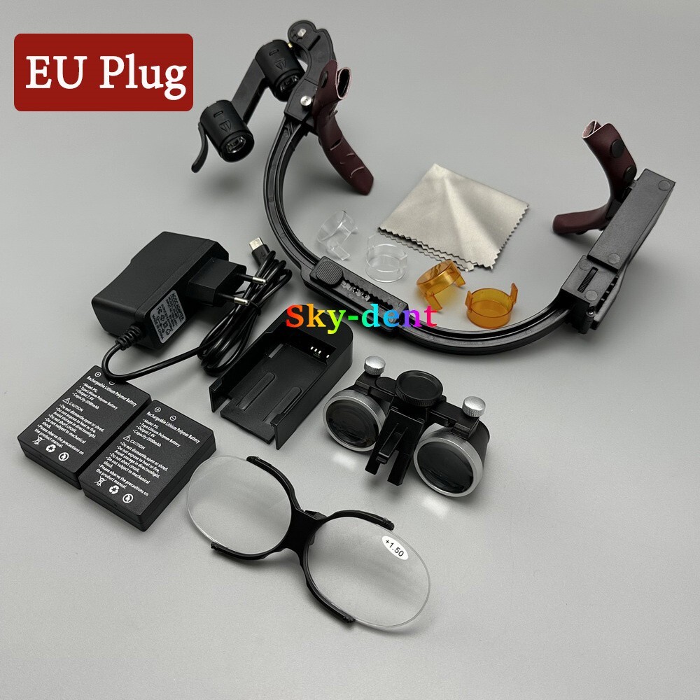 Dental Surgical Headlight 3.5X Magnification Binocular Loupes 5W LED US/EU Plug