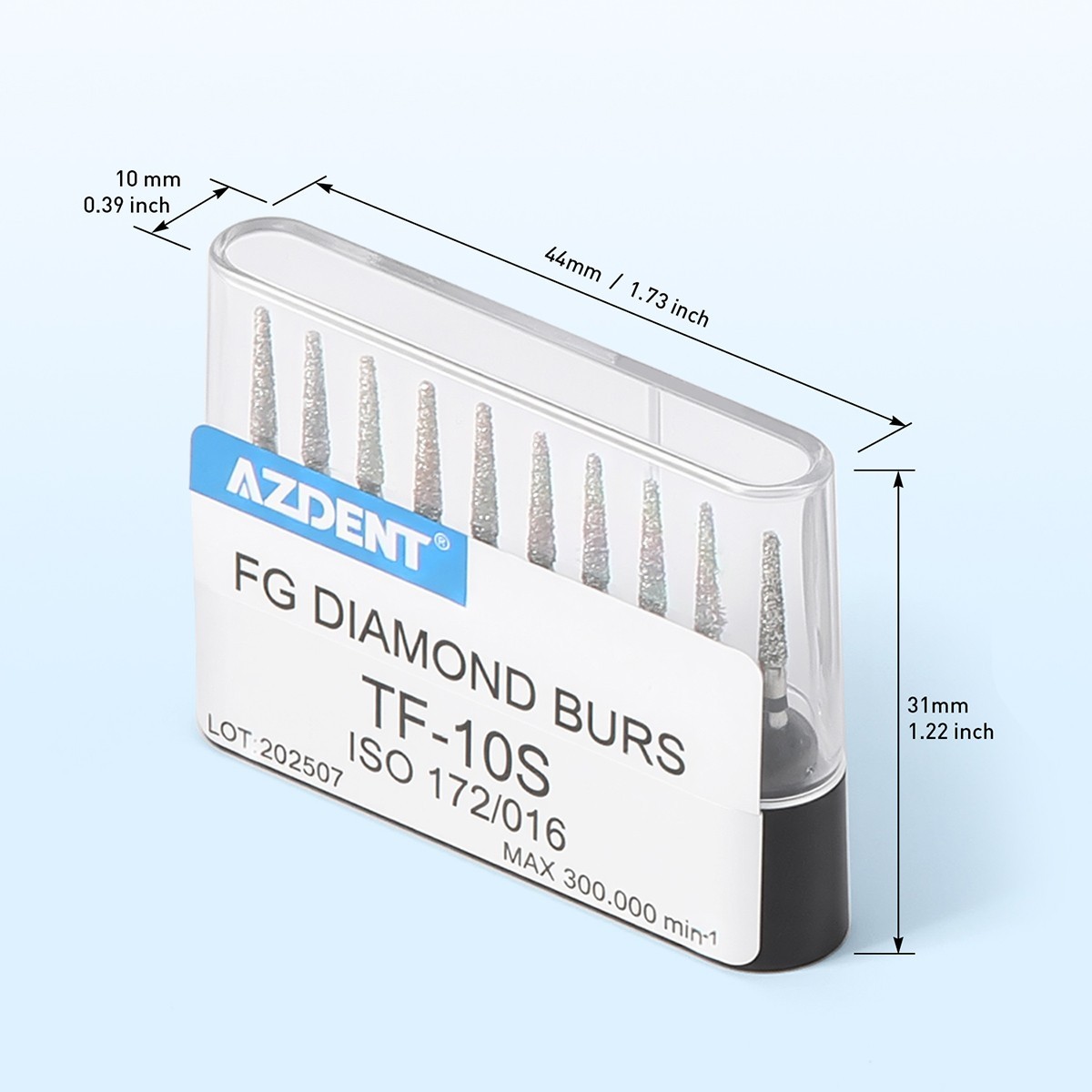 AZDENT Dental Diamond Burs Super Coarse Black FG 1.6mm for High Speed Handpiece