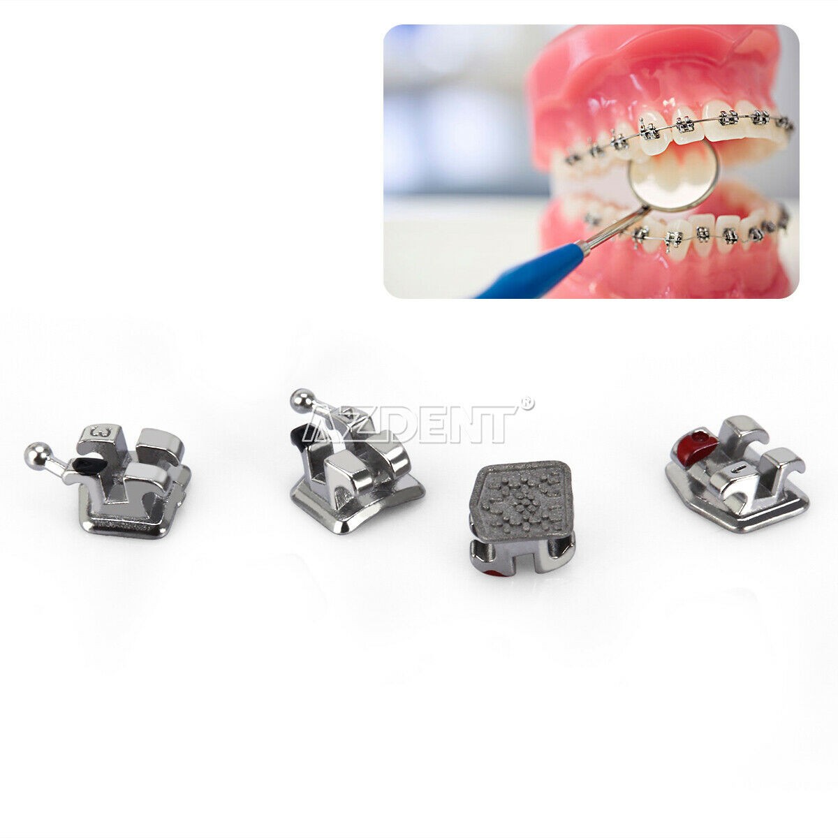 Dental Orthodontic Bracket MIM Monoblock Metal Braces Mini MBT.022 345 Hook