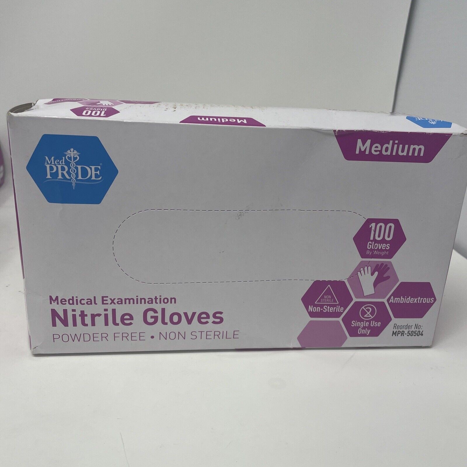 Medpride Medical Examination Nitrile Gloves-Medium-Box of 100 Gloves, Blue