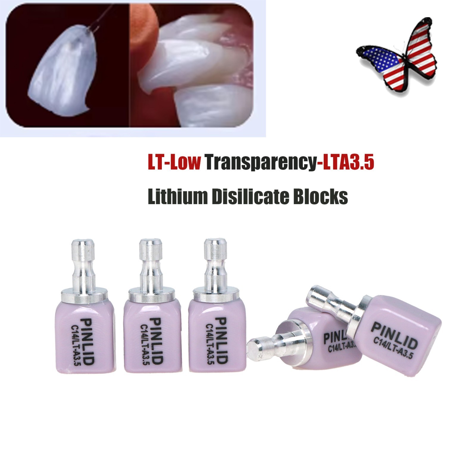 LT C14 Dental Glass Ceramic Lithium Dislicate Blocks Cerec Emax CAD CAM 5Pcs/Box