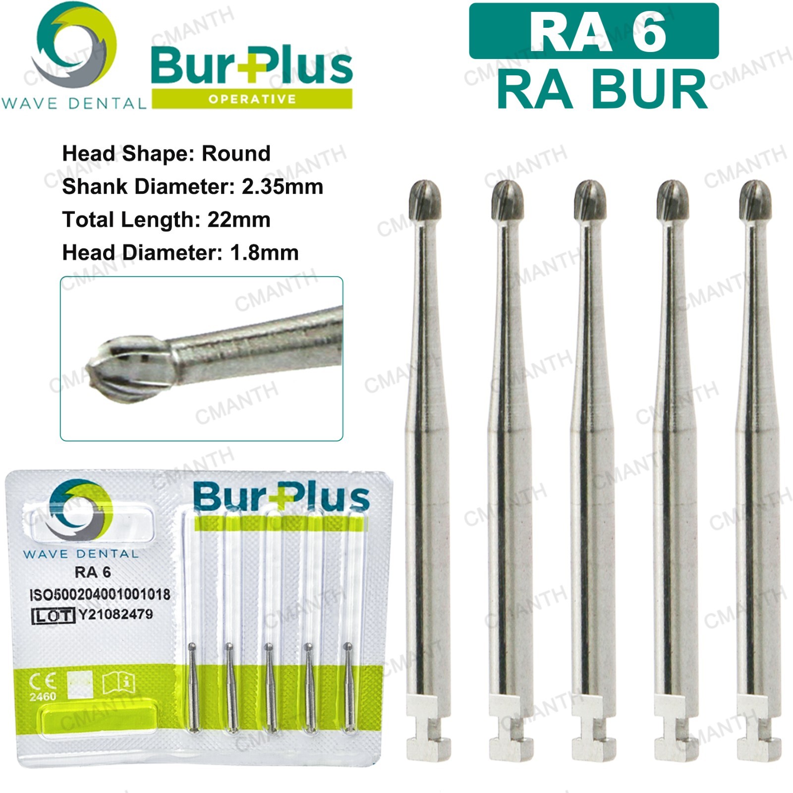 WAVE Tungsten Carbide Burs Dental Round Latch Carbide Bur RA 1-10 For Slow Speed