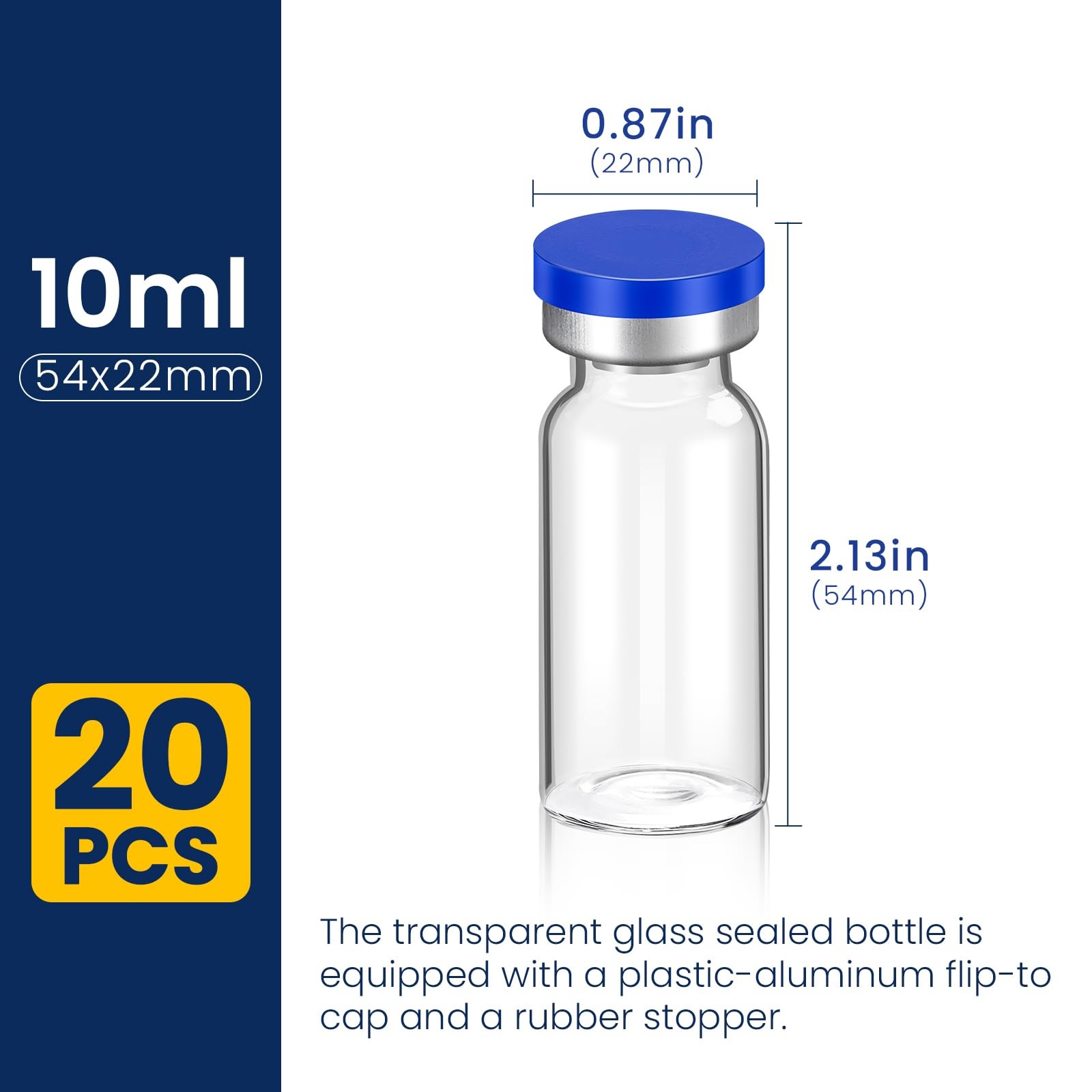 10ml Sterile Vials with Self Healing Injection Port and Sealing Cap, 10ML