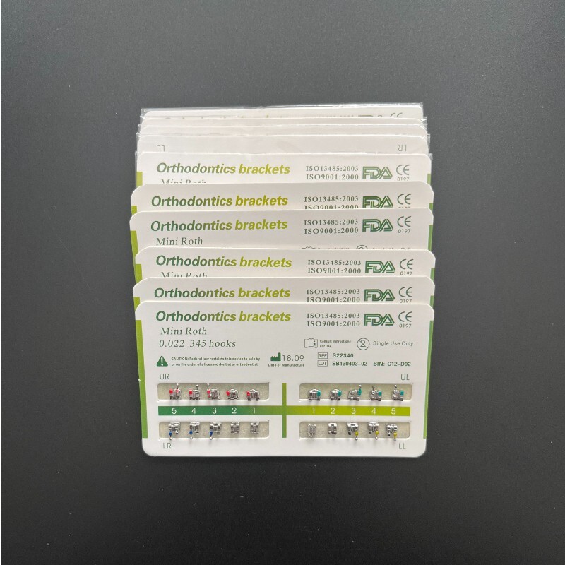 1-200Sets Dental Orthodontic Metal Brackets Mini Roth 022 345 hooks Mesh Base