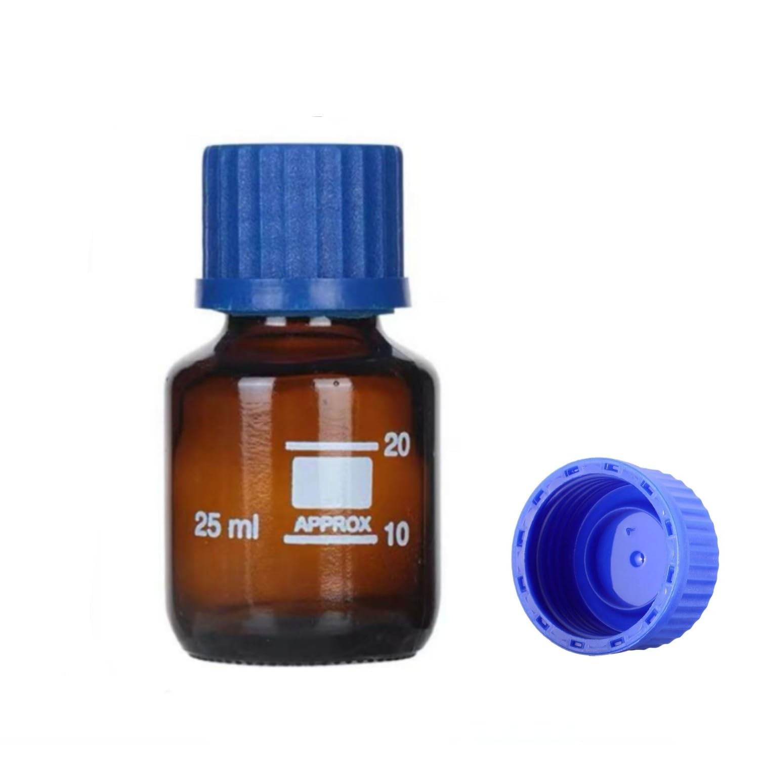 QOAEZK 25ml Amber Reagent Media Bottle, Graduated Glass 0.8 Ounces,