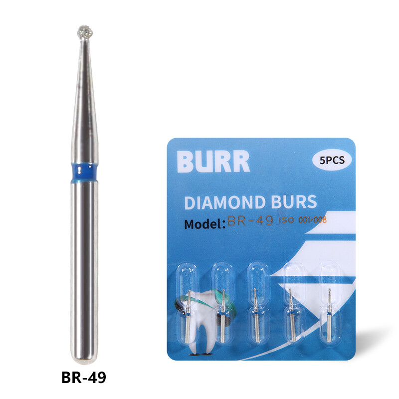 100pcs Dental Diamond Burs Ball Round BR-49 For High Speed Handpiece 5 pcs/pack