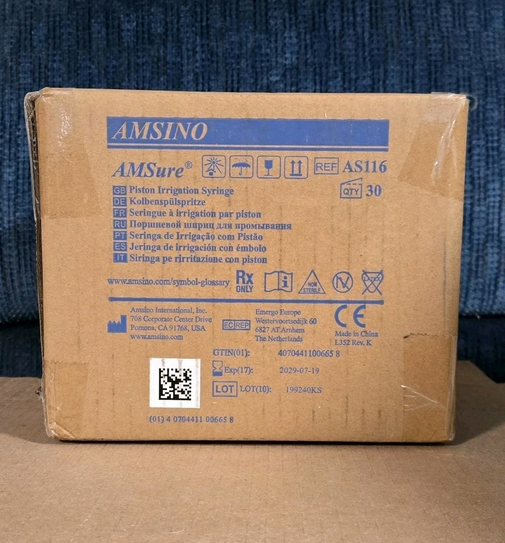 Amsino AMSure AS116 Piston Irrigation Syringe – 30 Count