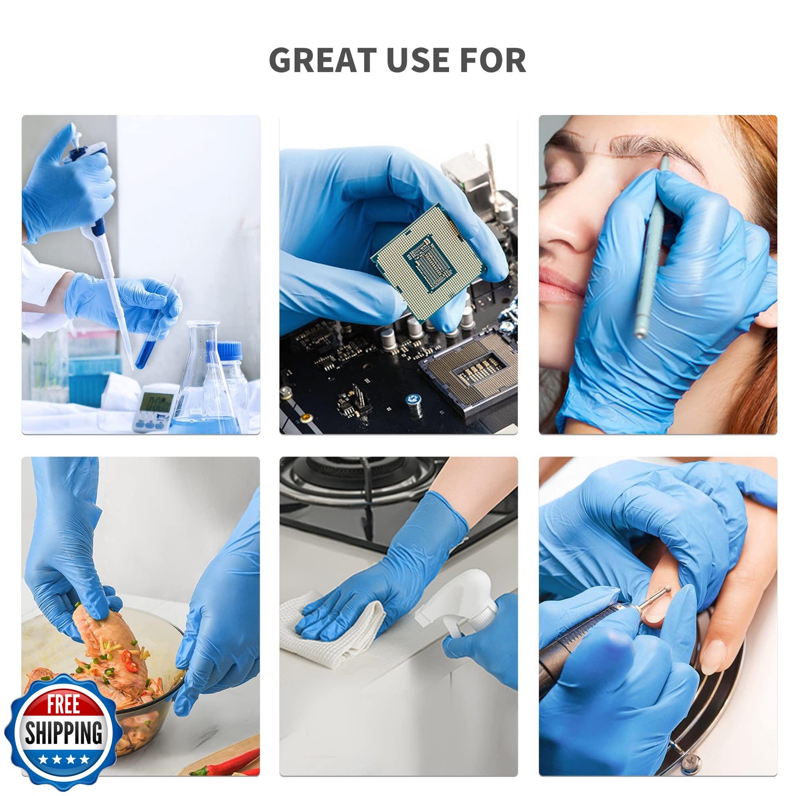 Daddy’s Choice Disposable Blue Nitrile Gloves, Size Large, No Lat