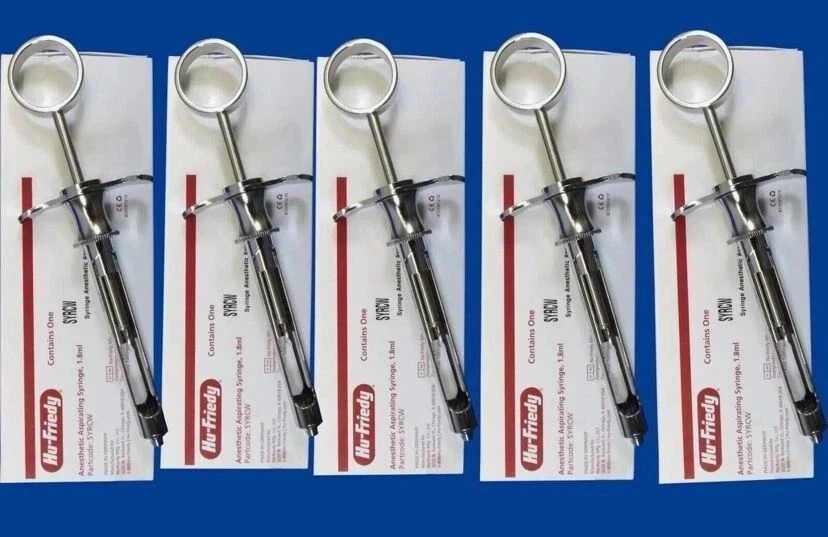 Lot of 5 Hu-Friedy CW Style Dental Anesthetic Aspirating 1.8ml Syringe SYRCW