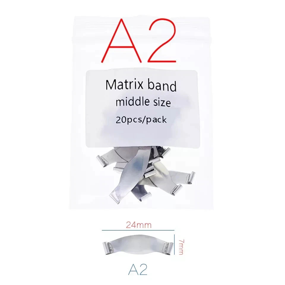 20 Pcs/Pack Dental Saddle Contoured Metal Matrices Band Matrix Springclip 6 Size