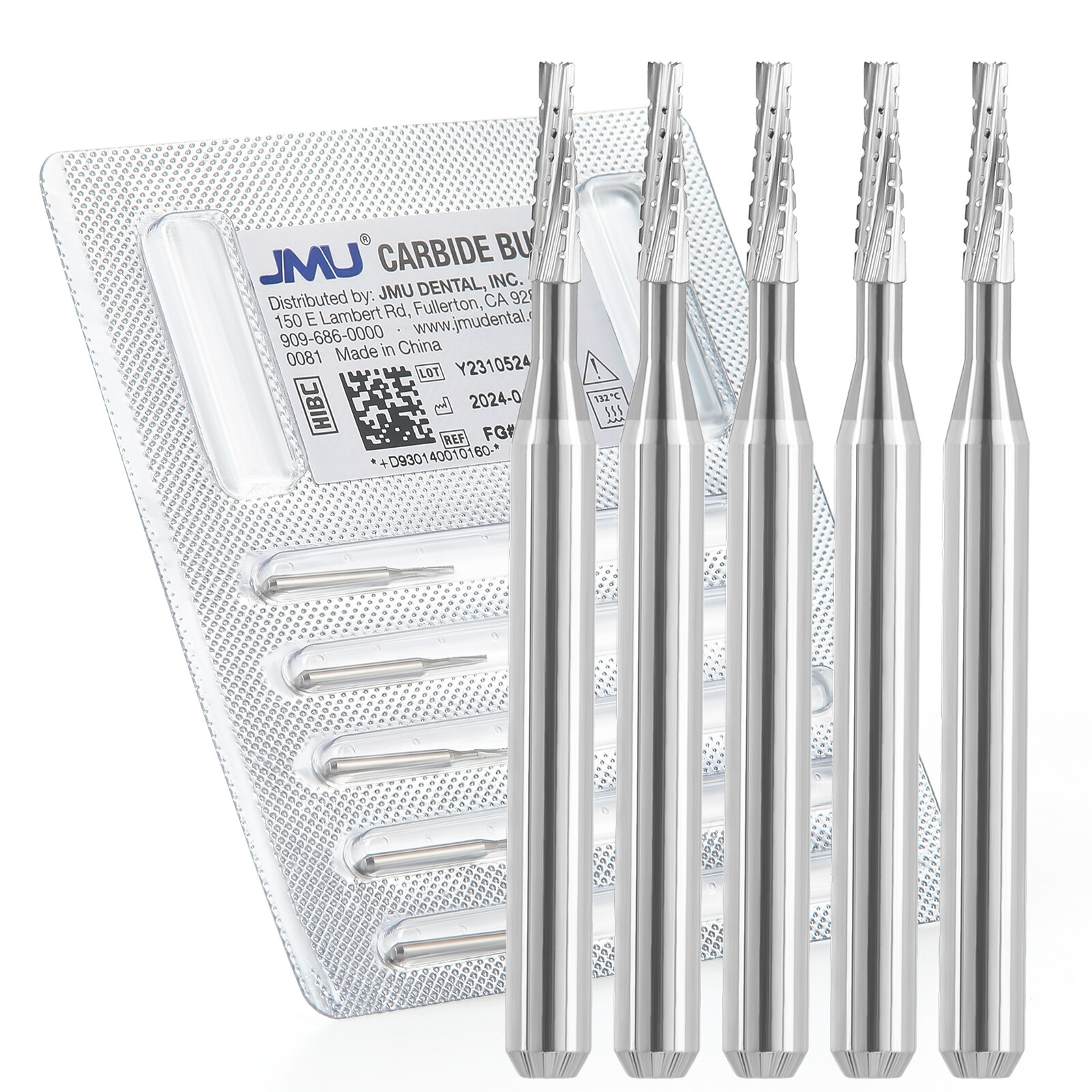 JMU Dental Carbide Burs FG Taper Fissure Crosscut 5pcs/pk